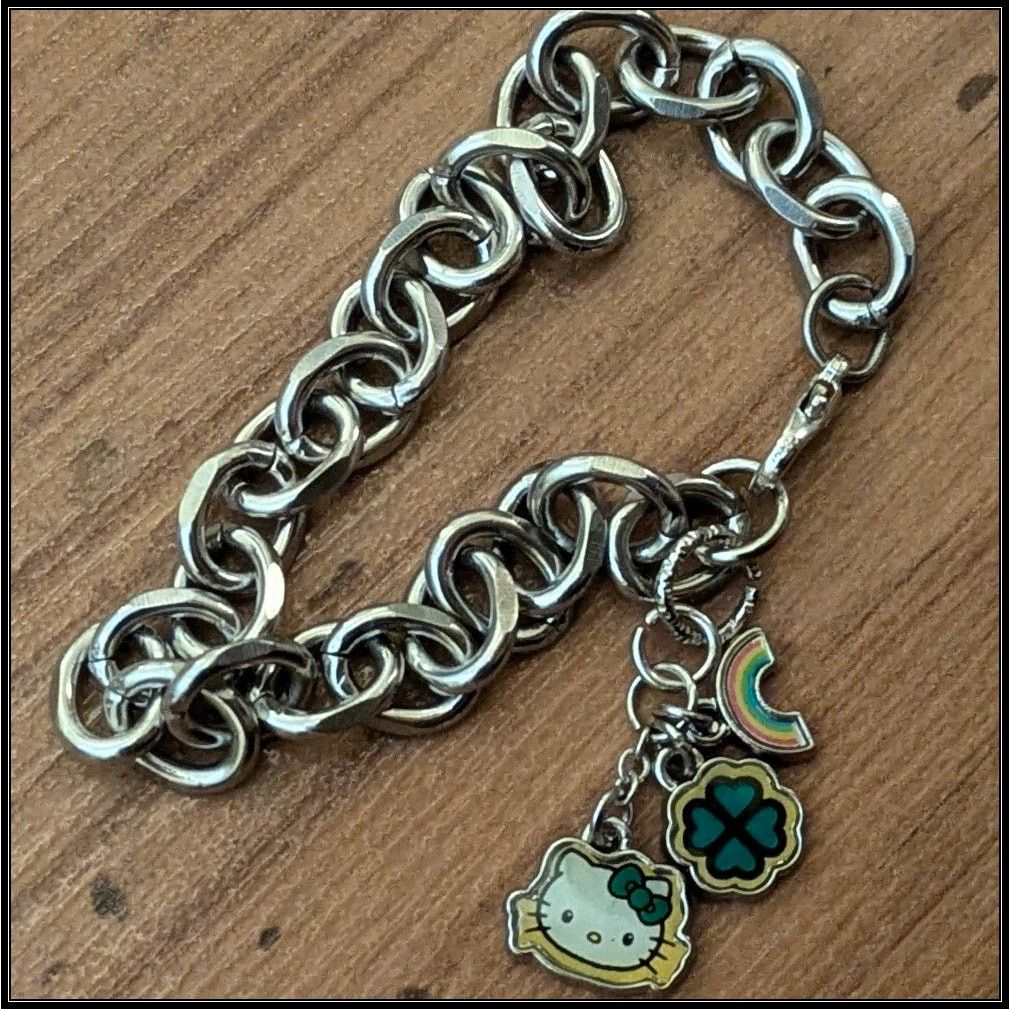 Japanese Brand × Vintage HELLO KITTY, 4 Leaf Clover & Rainbow Charm Bracelet Size ONE SIZE - 3 Thumbnail