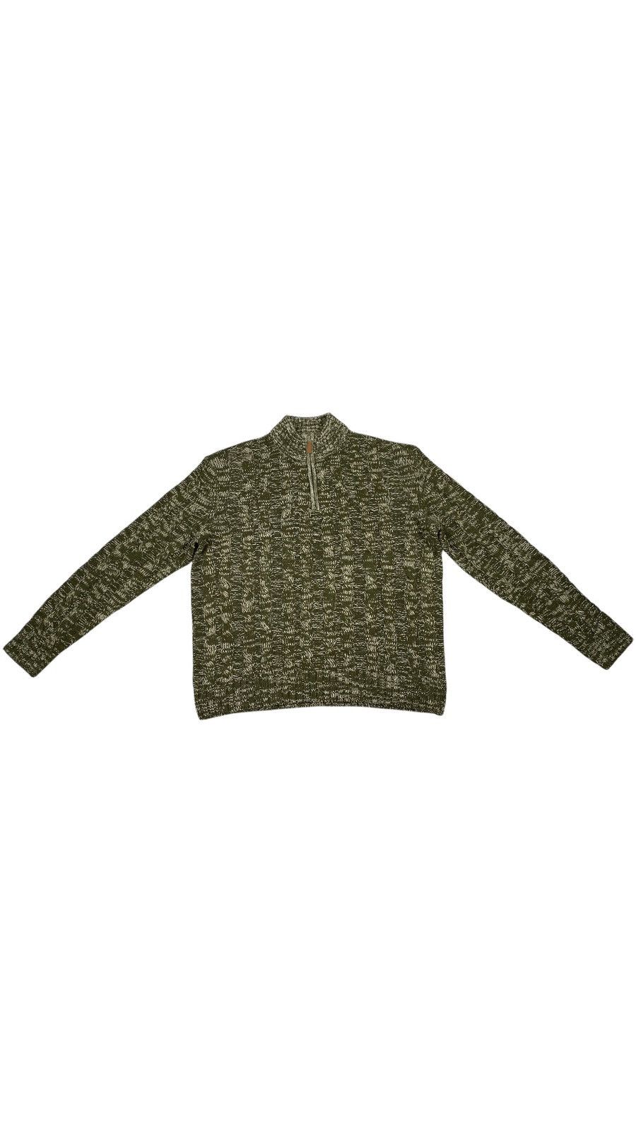 John Baner LASTDROP🔥 Khaki Green Flecked Warm Ribbed Cable Knit Sweater Size US XL / EU 56 / 4 - 2 Thumbnail