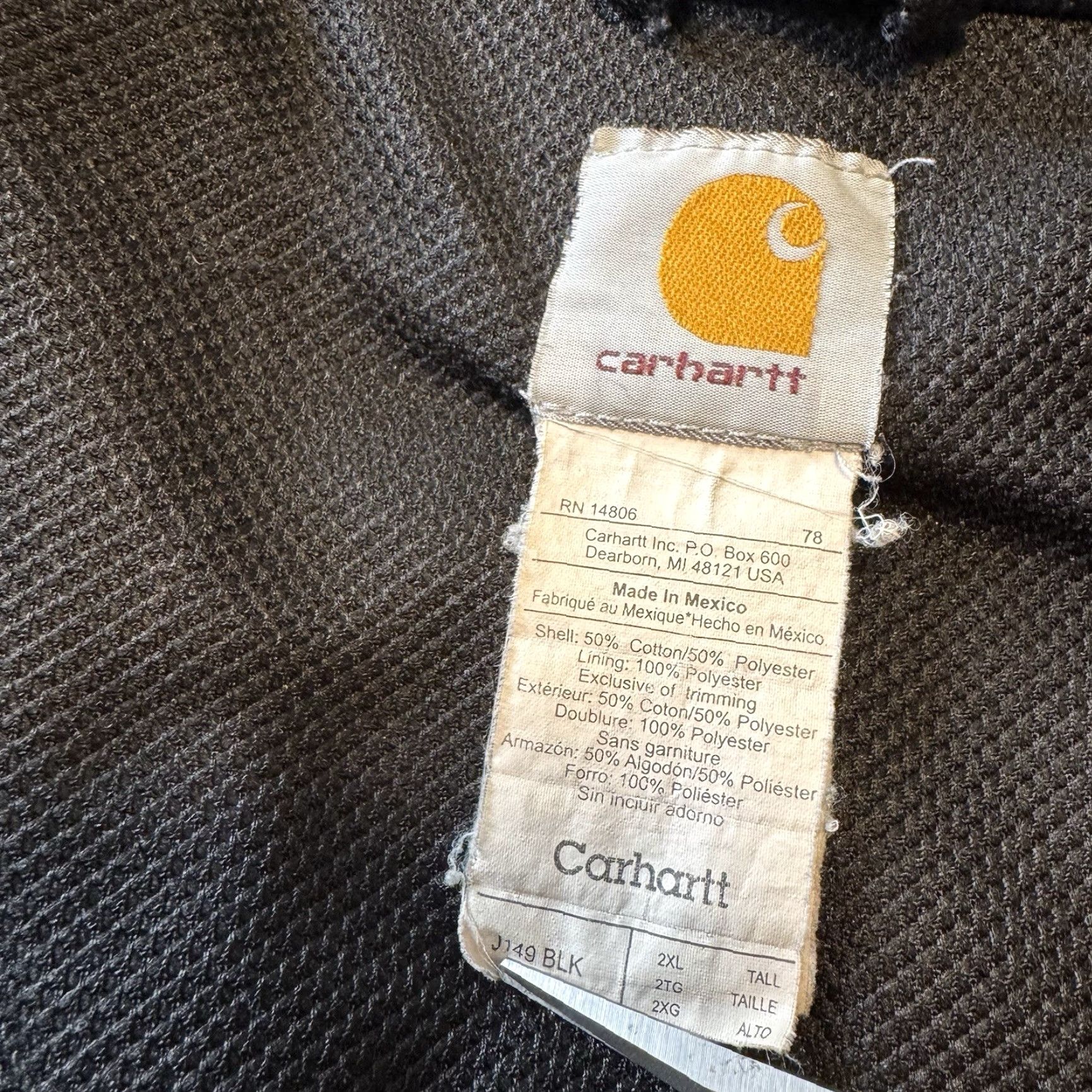 Carhartt VTG Carhartt J149 Jacket Mens 2XL Tall Thermal Lined Black Full Zip Hoodie Work Jacket Size US XXL / EU 58 / 5 - 5 Thumbnail