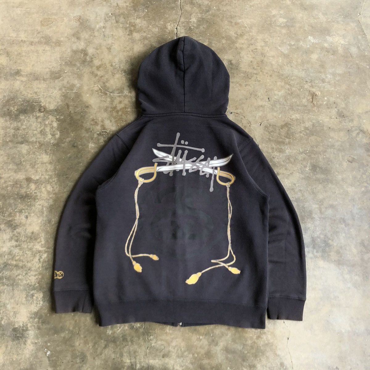 Stussy Vintage Trashed Stussy Dagger Rope Logo Ziphoodie Black Size US L / EU 52-54 / 3 - 1 Thumbnail