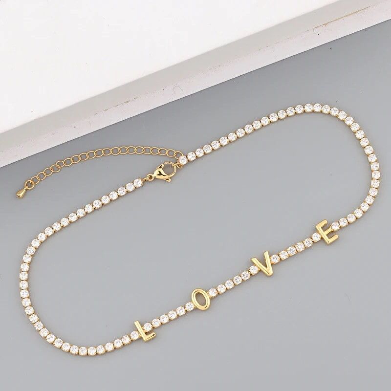 Jewelry Cubic Zircon Chain Love Necklace Size ONE SIZE - 4 Thumbnail