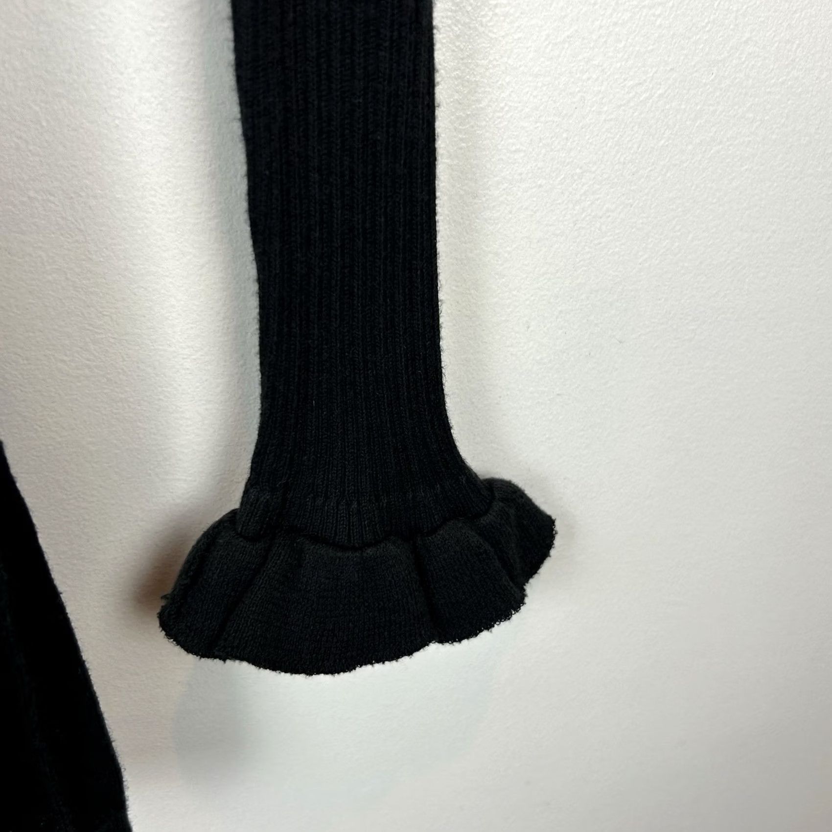 Vintage Etcetera Cardigan Sweater Womens Small Ruffled Black Cotton Knit All Seasons Lightweight Long Sleeve Regular Size S Size S / US 4 / IT 40 - 4 Thumbnail