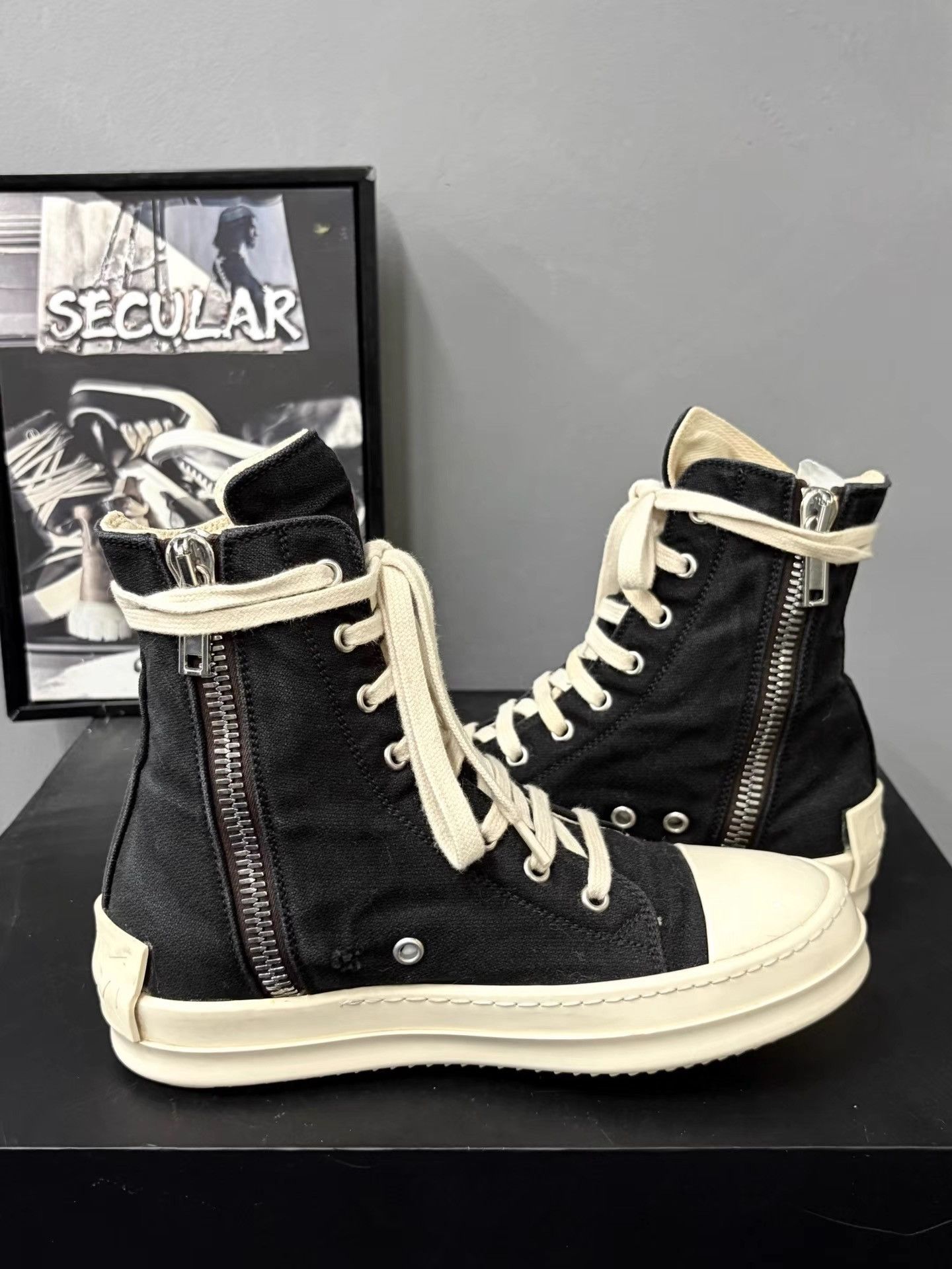 Rick Owens RickOwens High-top Canvas Jumbo Sneakers K34 Size US 5 / IT 35 - 6 Thumbnail