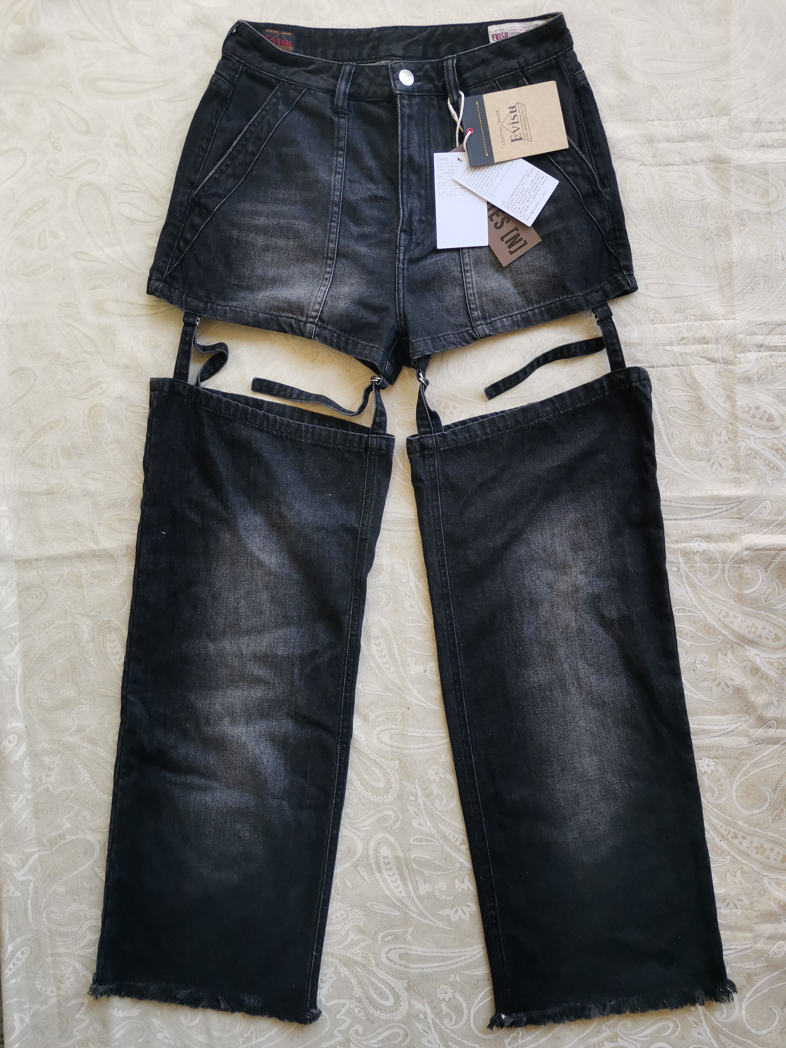 Evisu Evisu Seagull Embroidery Jeans Detachable 2-In-1 Fashion Fit Size 29" - 4 Thumbnail