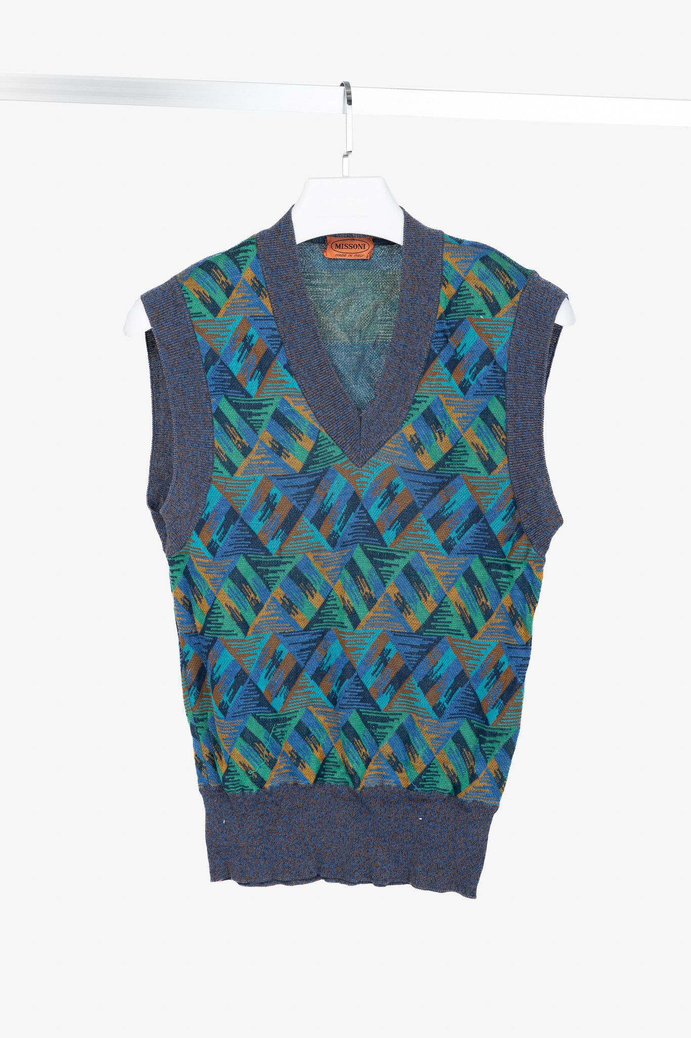 Missoni 80's-Vintage Cotton Triangle-Jacquard Sweater Vest