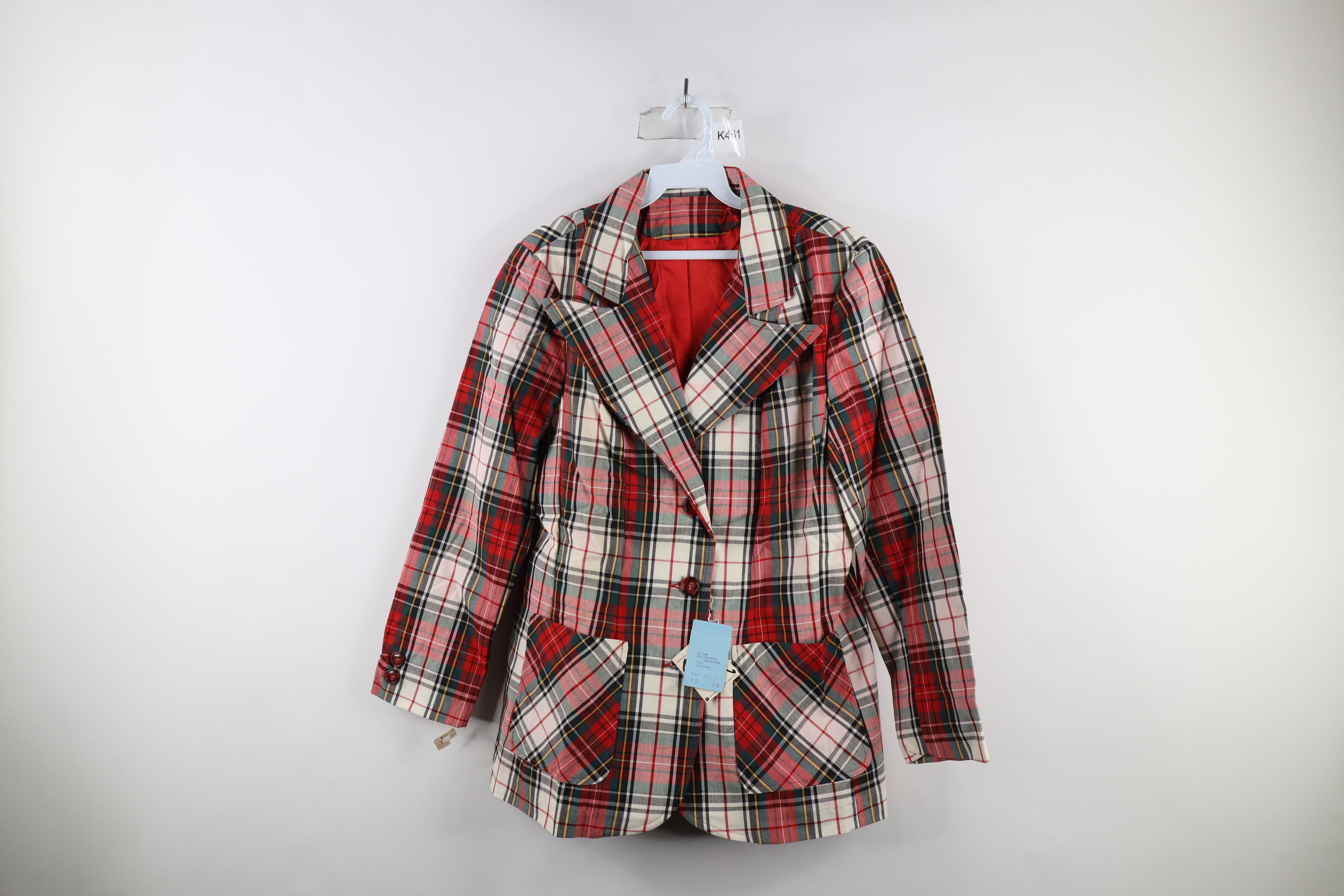 image of Deadstock Vintage 50S Streetwear Blazer Jacket Red Plaid, Women's (Size 2XL)