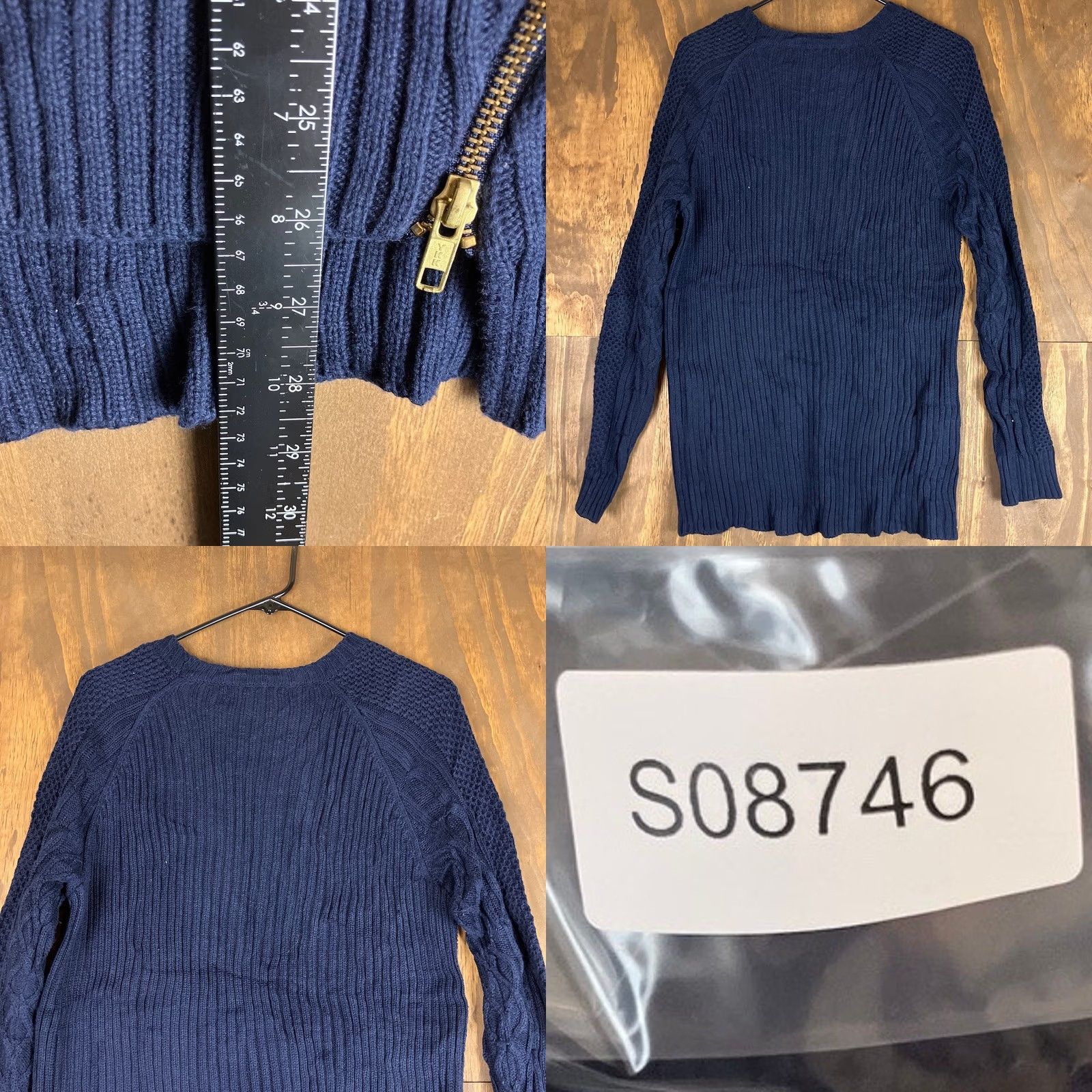Vintage CAbi Sweater Navy Blue Gold Zippers Cable Knit Pullover Medium Womens Pullover Knit Crew Neck Long Sleeve Casual Workwear ModerM Size M / US 6-8 / IT 42-44 - 8 Thumbnail