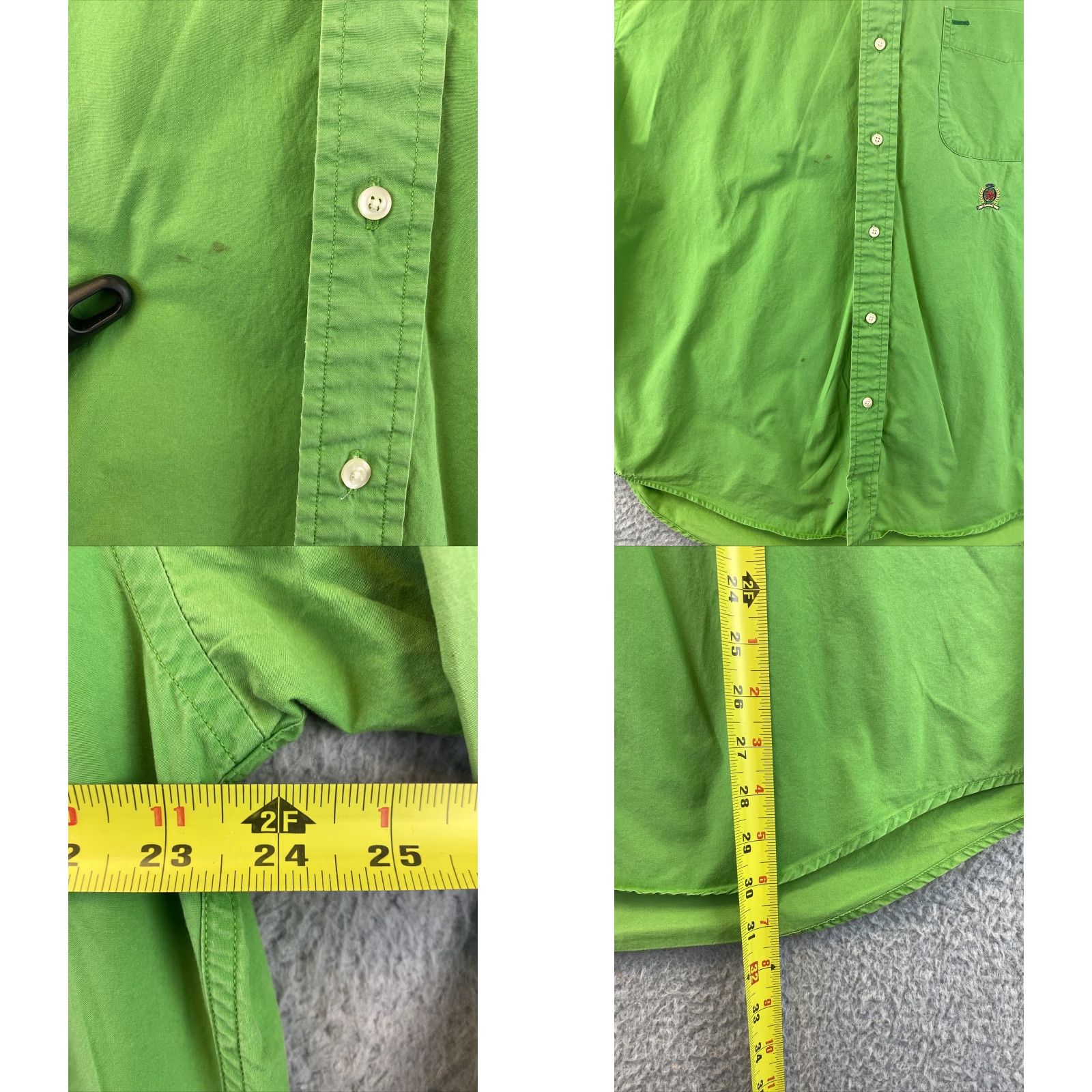 Tommy Hilfiger Tommy Hilfiger Dress Shirt Men Long Sleeve Light Green Large Button Down 89-30 Regular Fit Size 42R - 8 Thumbnail