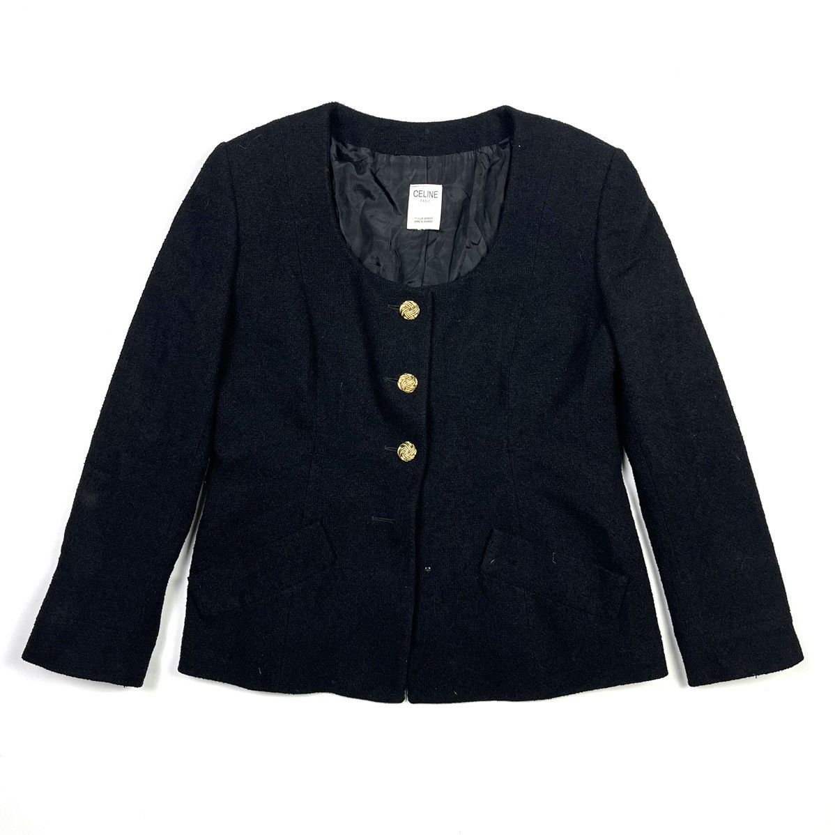 Celine Celine Vintage Luxury Wool Blazer Jacket Archival Black Size L / US 10 / IT 46 - 1 Thumbnail