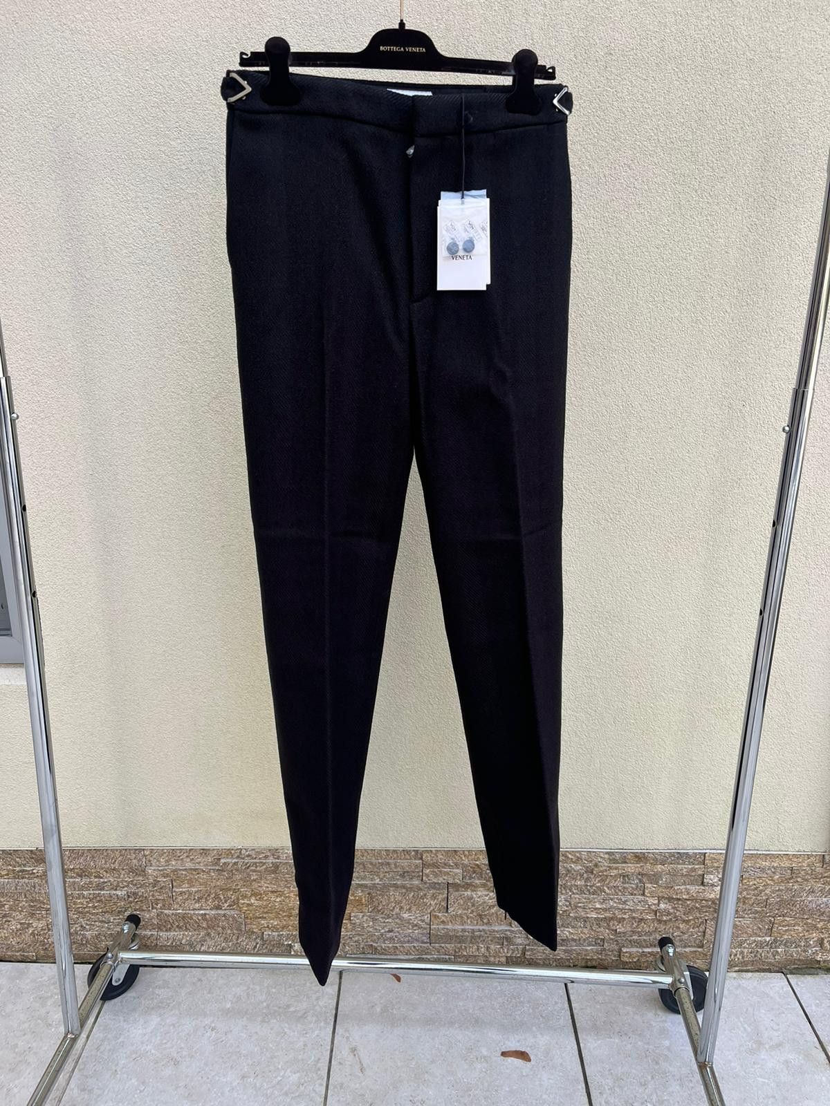Felted Wool Straight Chevron Pants / Trousers in Fondant