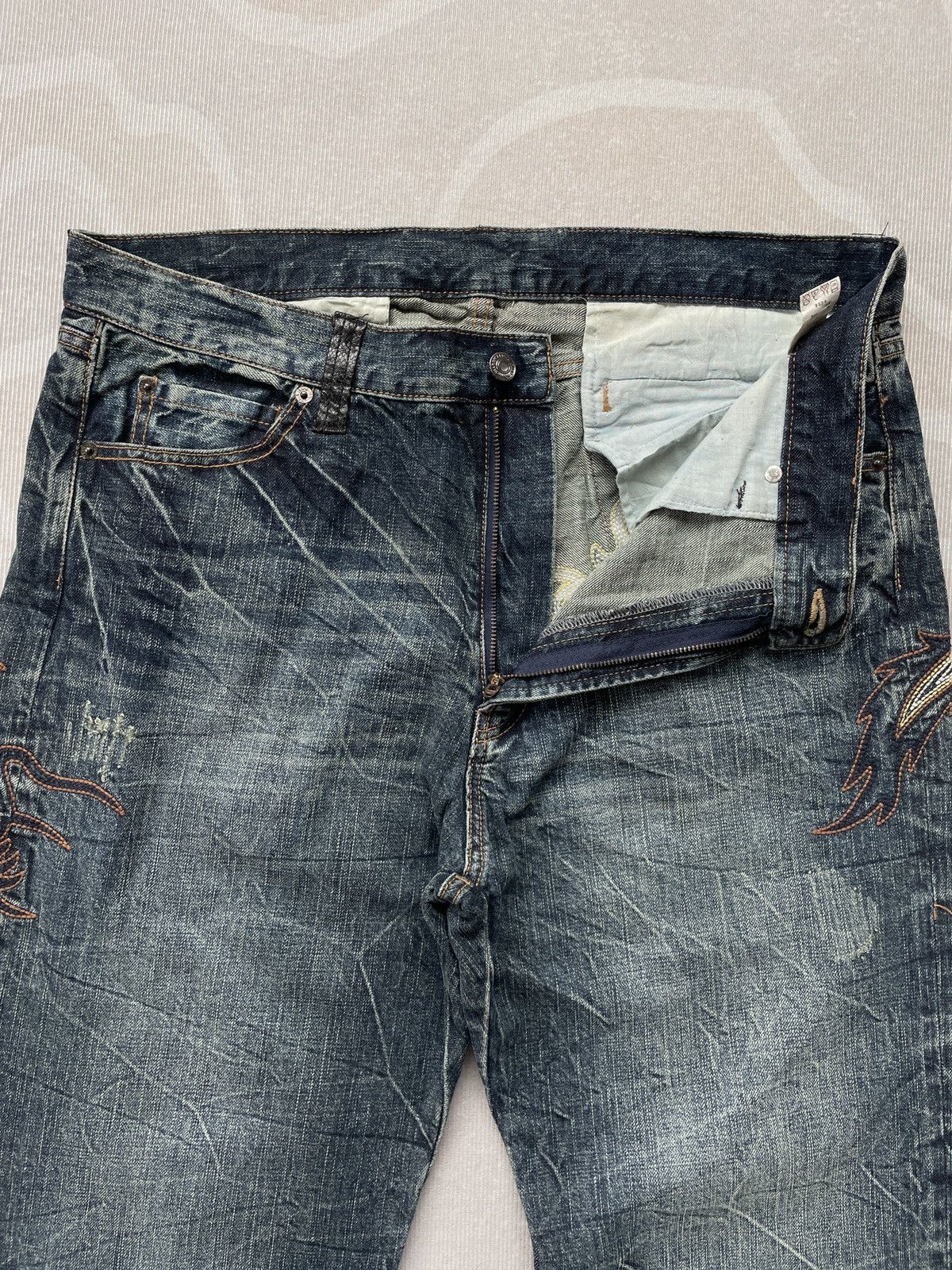 Japanese Brand Embroidery Jeans (LG105) Size US 36 / EU 52 - 5 Thumbnail