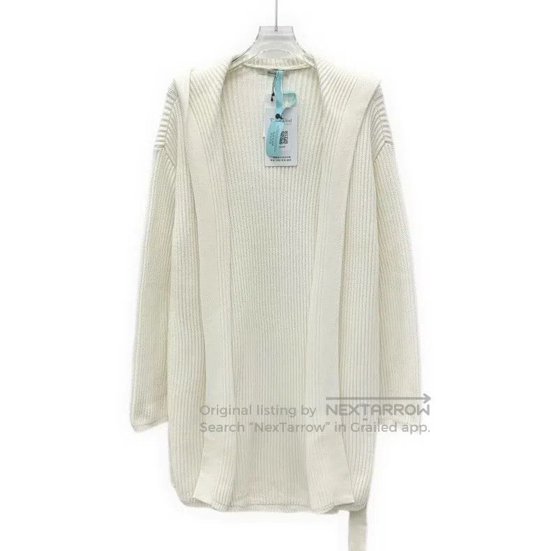 Max Mara Max Mara White Cotton Hooded Belted Knit Cardigan Coat Size L / US 10 / IT 46 - 1 Thumbnail
