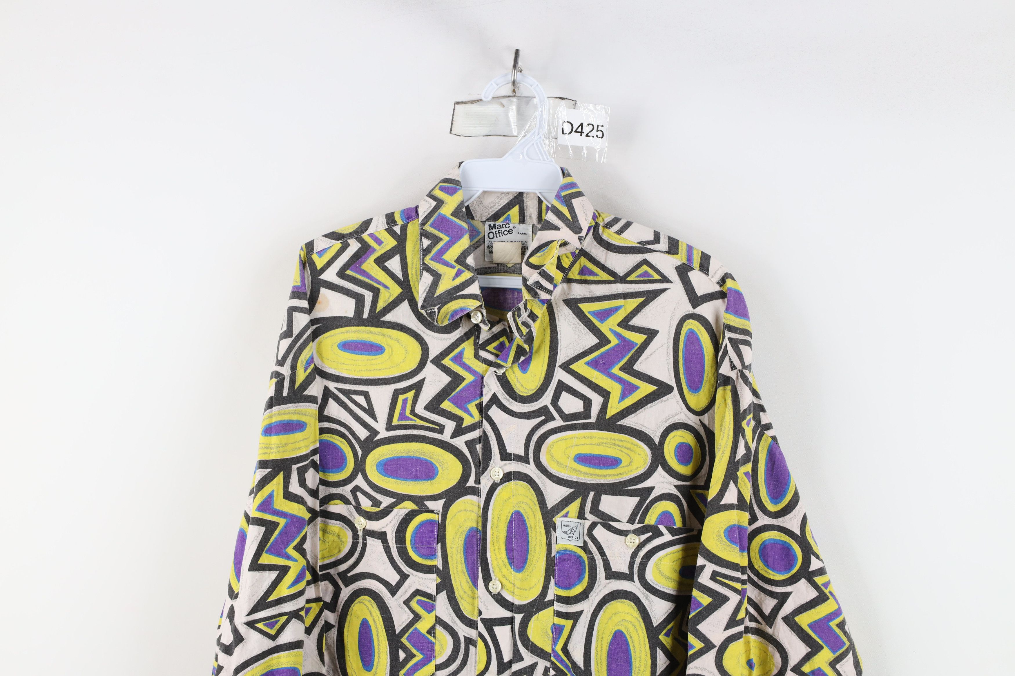 Vintage Vintage 90s Streetwear Abstract Geometric Baggy Button Shirt Size US M / EU 48-50 / 2 - 2 Thumbnail