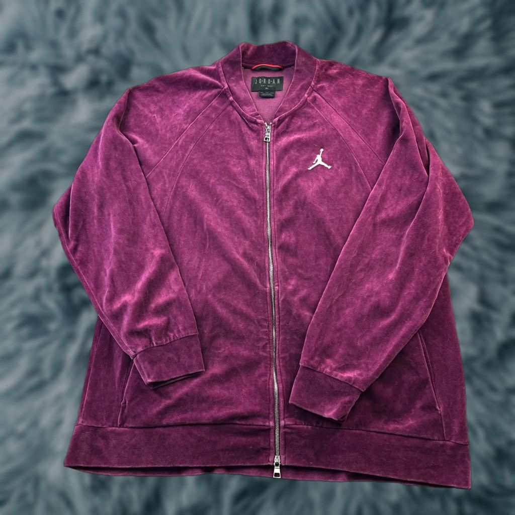 Jordan Brand Jordan Jacket Mens 2XL Purple Velour Full Zip Bomber Size US XXL / EU 58 / 5 - 1 Thumbnail