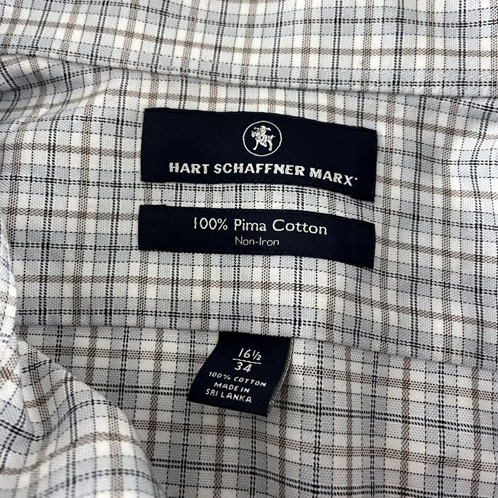 Hart Schaffner Marx Hart Schaffner Marx Plaid Long Sleeve Shirt Mens 16.5 Gray Dress Shirt Size US XL / EU 56 / 4 - 2 Thumbnail