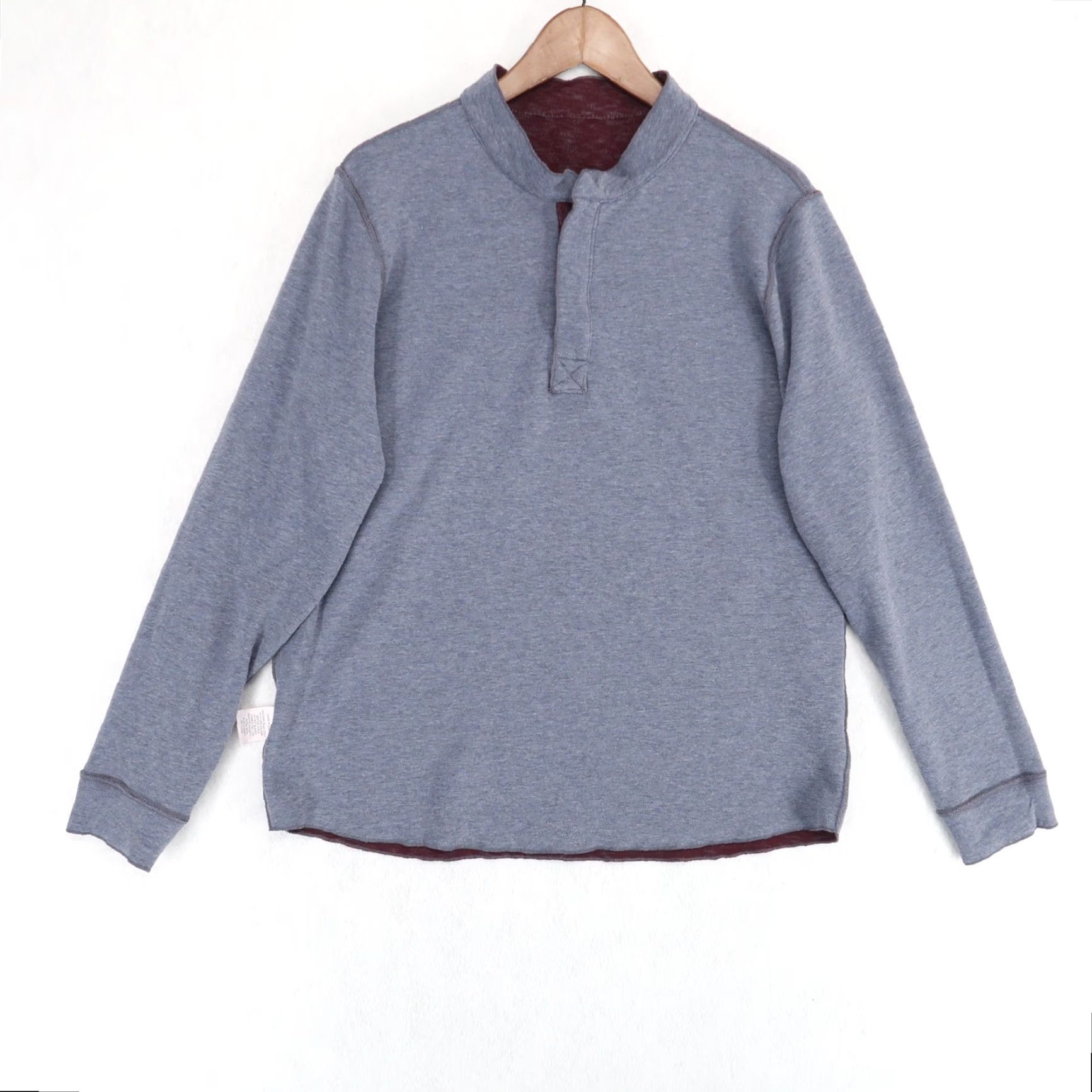 Tailorbyrd TAILORBYRD Reversible Henley Shirt Mens Large Burgundy Gray Long Sleeve Size US L / EU 52-54 / 3 - 3 Thumbnail