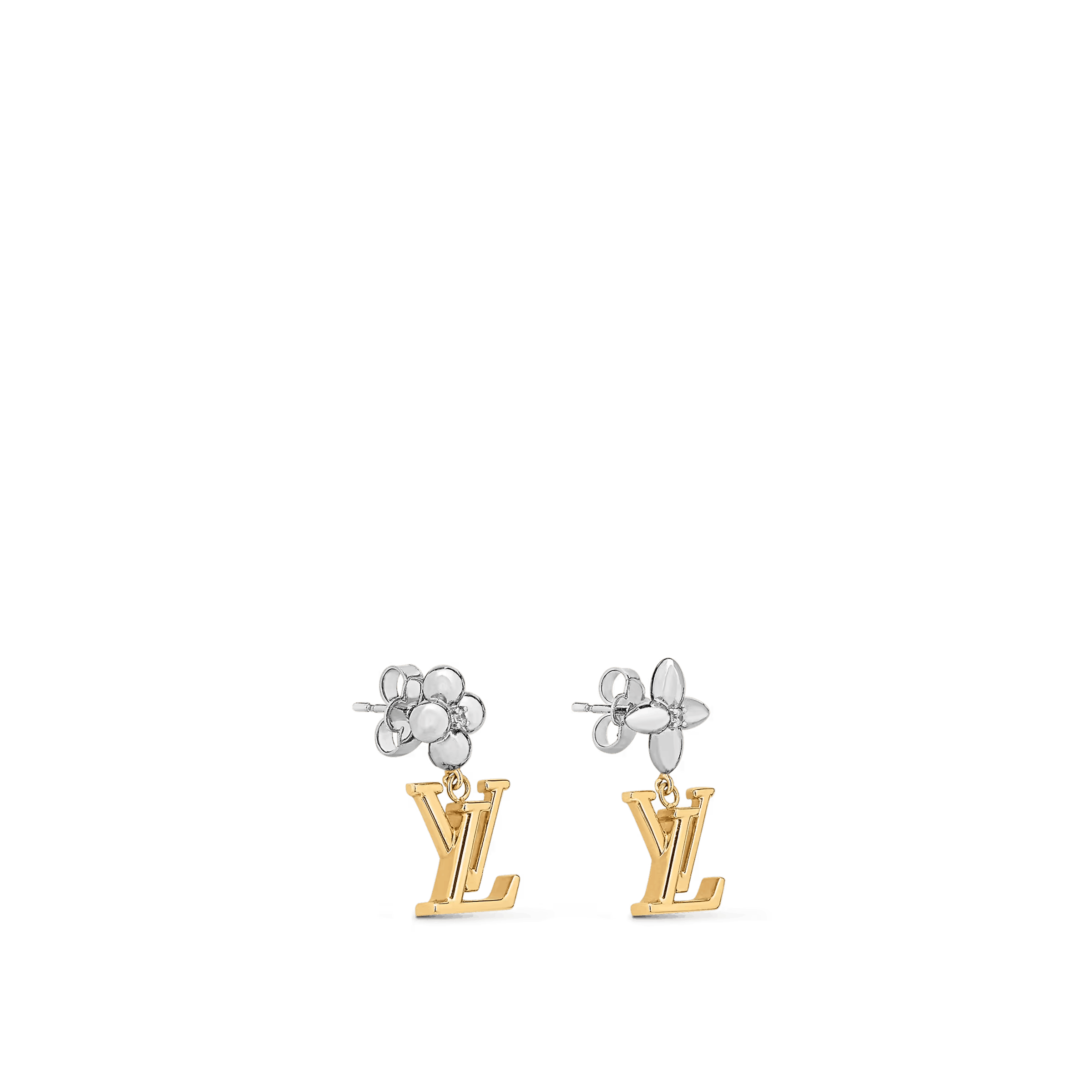Louis Vuitton LOUIS VUITTON EARRINGS SILVER GOLD MONOGRAM LV