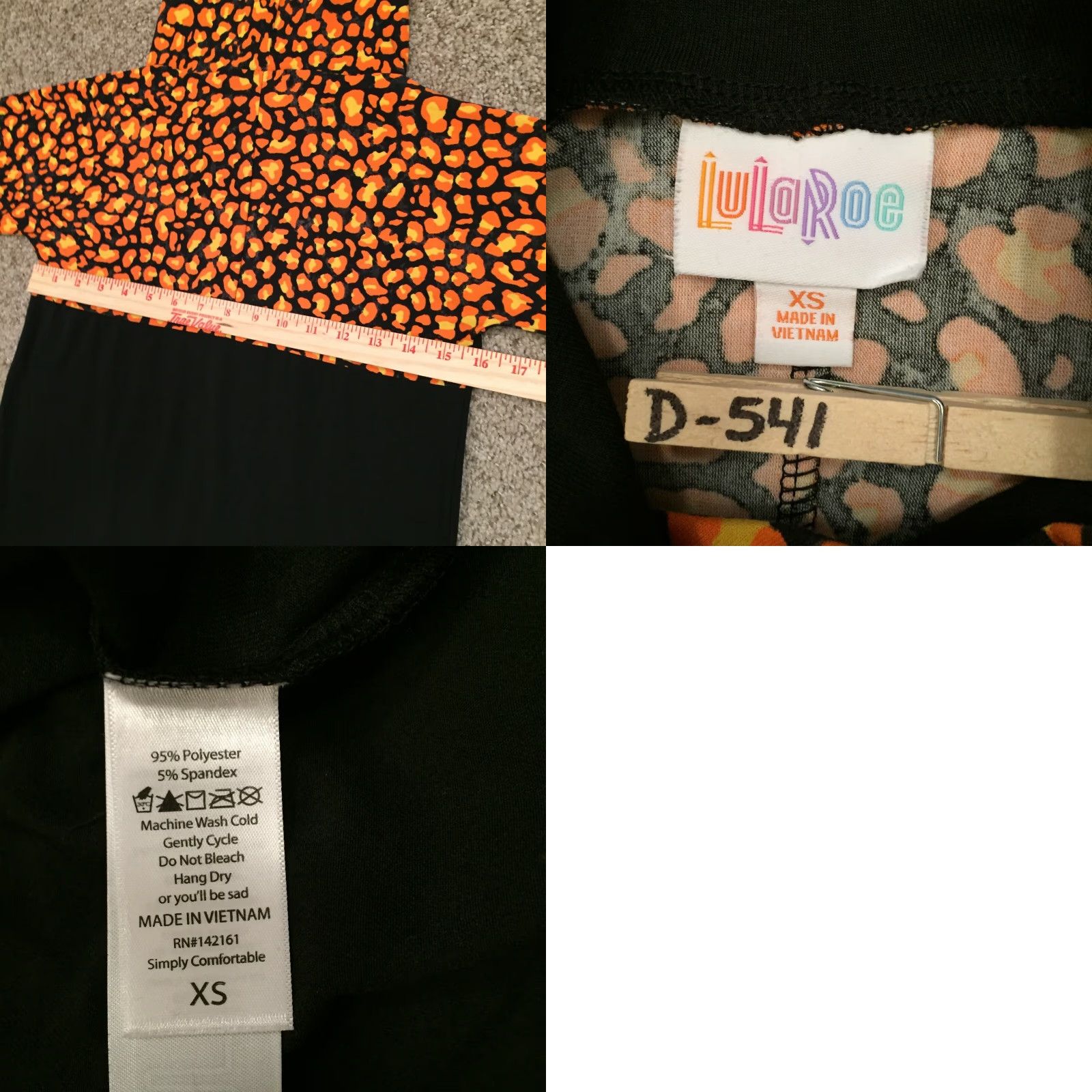 Vintage LuLaRoe Hoodie Womens XS Black Orange Animal Print New Size XS / US 0-2 / IT 36-38 - 8 Thumbnail
