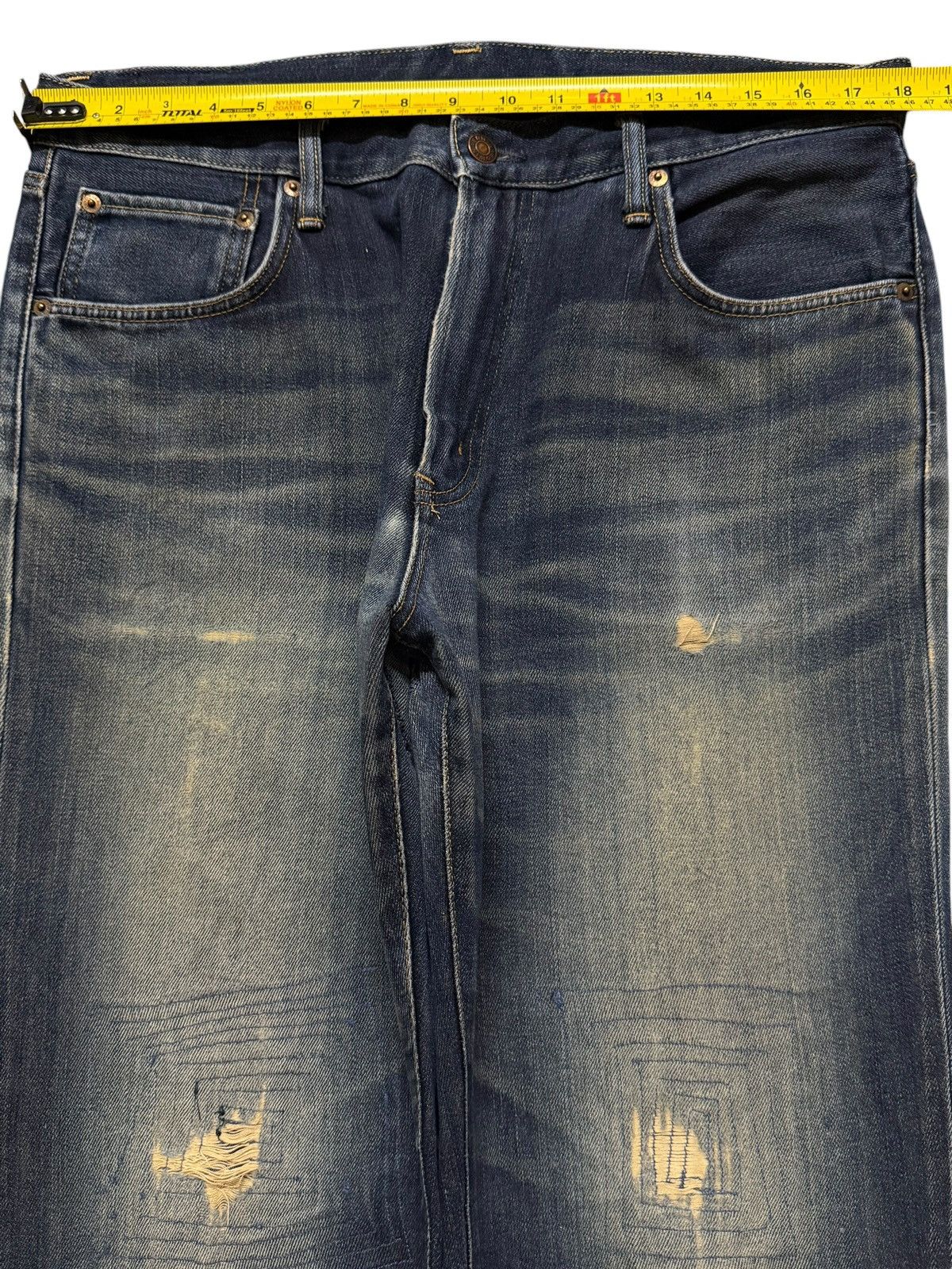 Edwin Vintage 90s Japan Edwin 504 Faded Wash Distress Straight Leg Size US 36 / EU 52 - 8 Thumbnail
