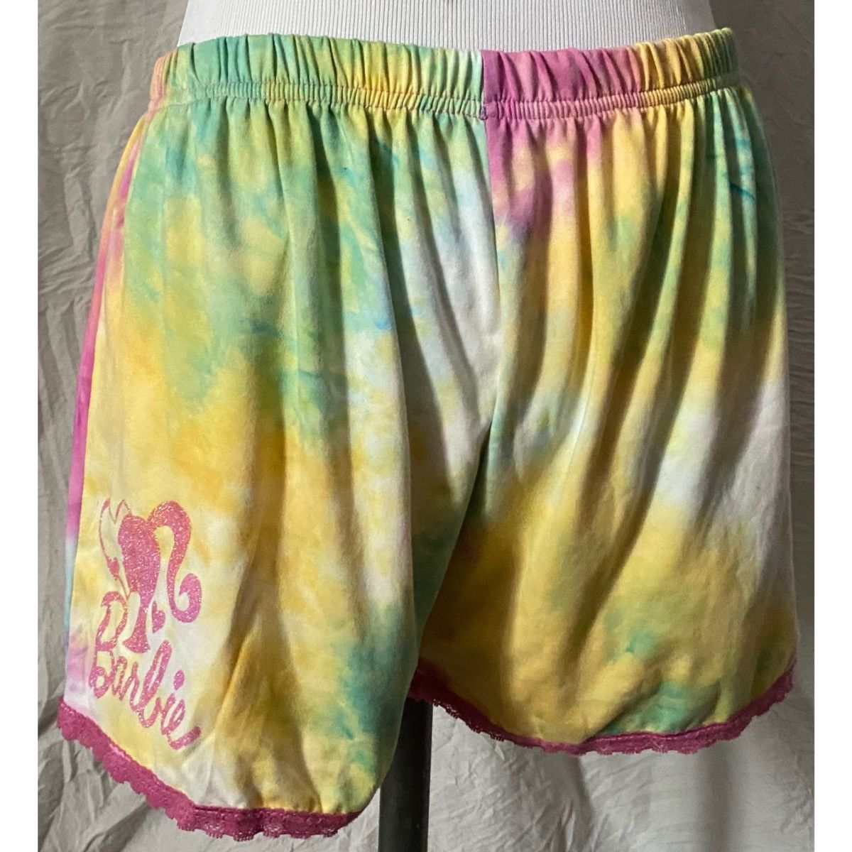 Vintage Retro, Pastel Tie Dye, Sparkle Barbie, Lounge/Sleep Shorts Size 28" / US 6 / IT 42 - 5 Thumbnail