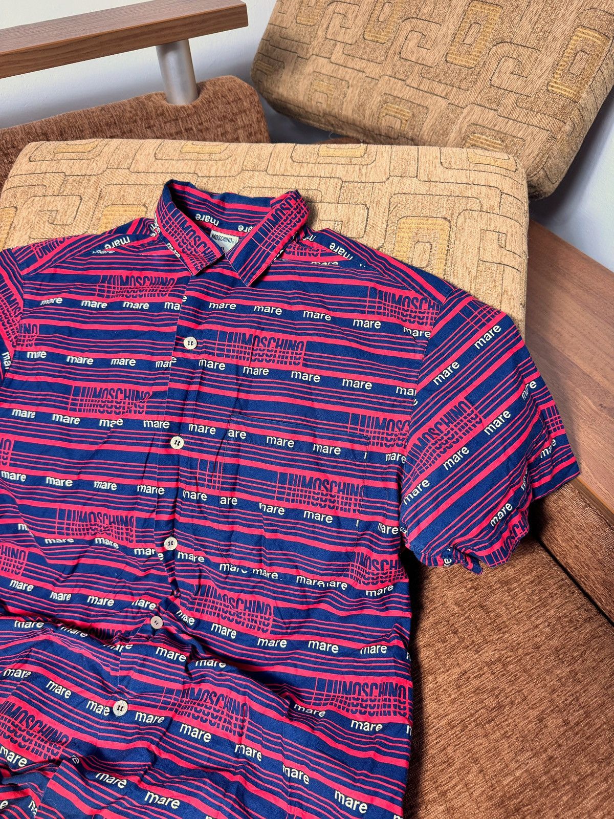 Moschino Vintage Moschino Mare Multi Logo Short Sleeve Shirt Size US M / EU 48-50 / 2 - 2 Thumbnail
