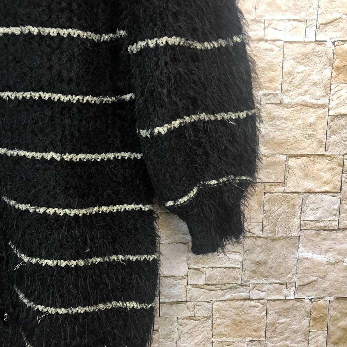 Vintage LLyabaccot Black Shag Shaggy Fur Mohair Cardigan #A30 Size M / US 6-8 / IT 42-44 - 8 Thumbnail