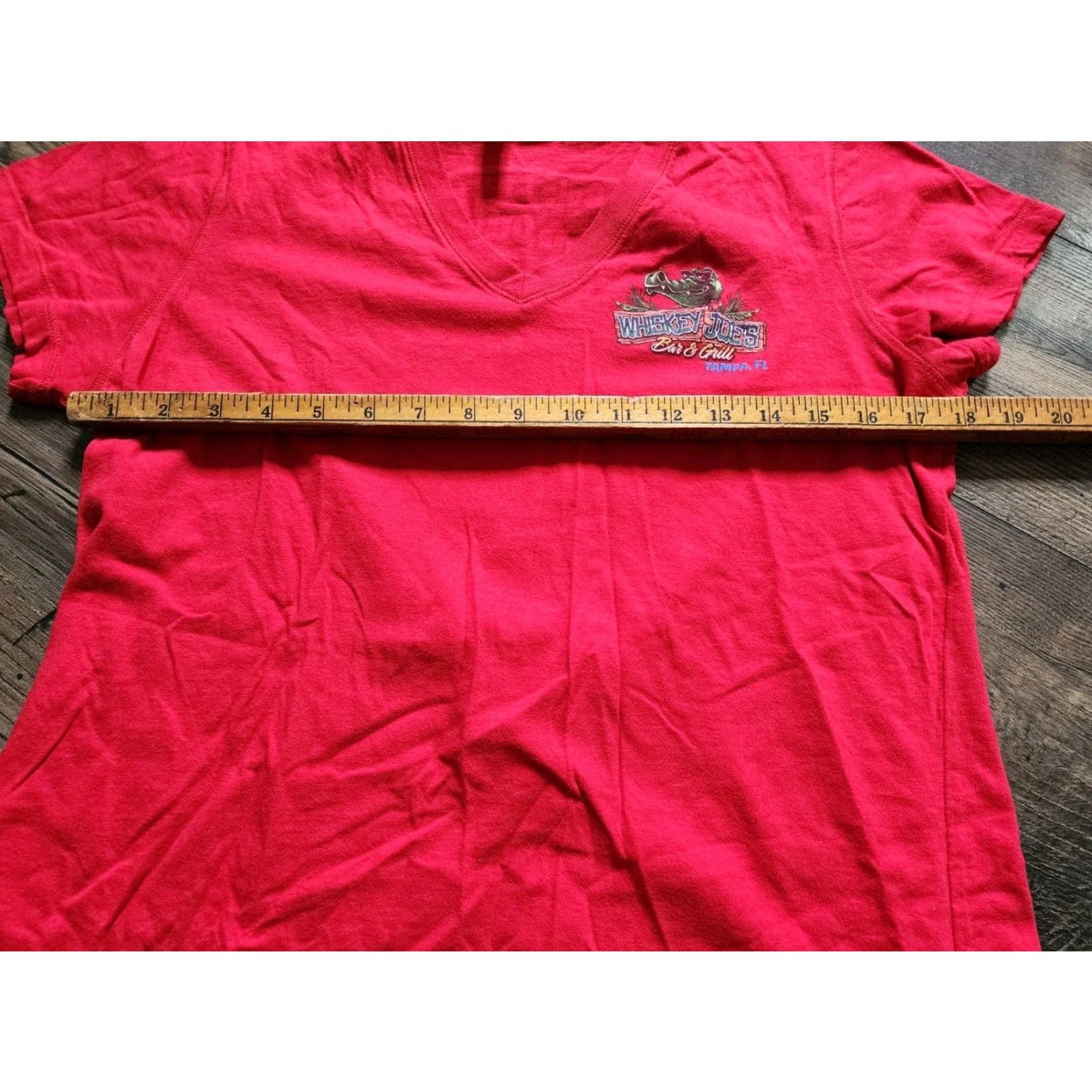Bell Women’s T-Shirt Red Double-Sided Funny Slim Bella 2XL V-Neck Short Sleeve Shirt Womens Funny 90s? Size XXL / US 16-18 / IT 52-54 - 2 Thumbnail