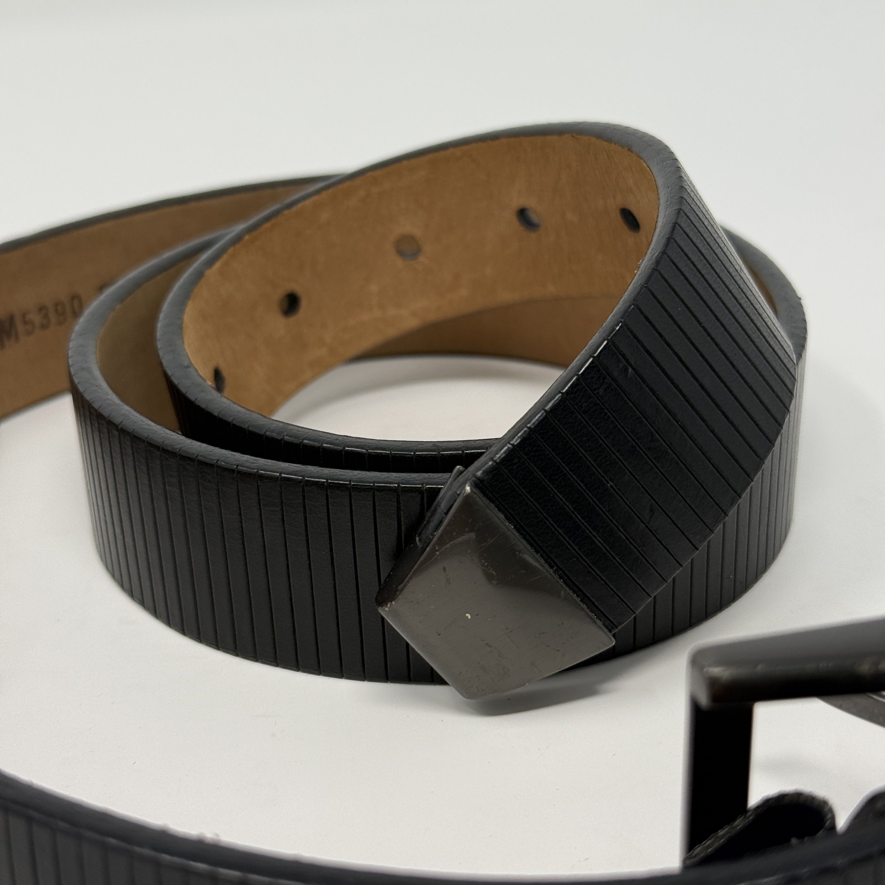 Other MEZLAN Black Leather Belt | Sz 40 | SPAIN made RIBBED Size 40 - 4 Thumbnail