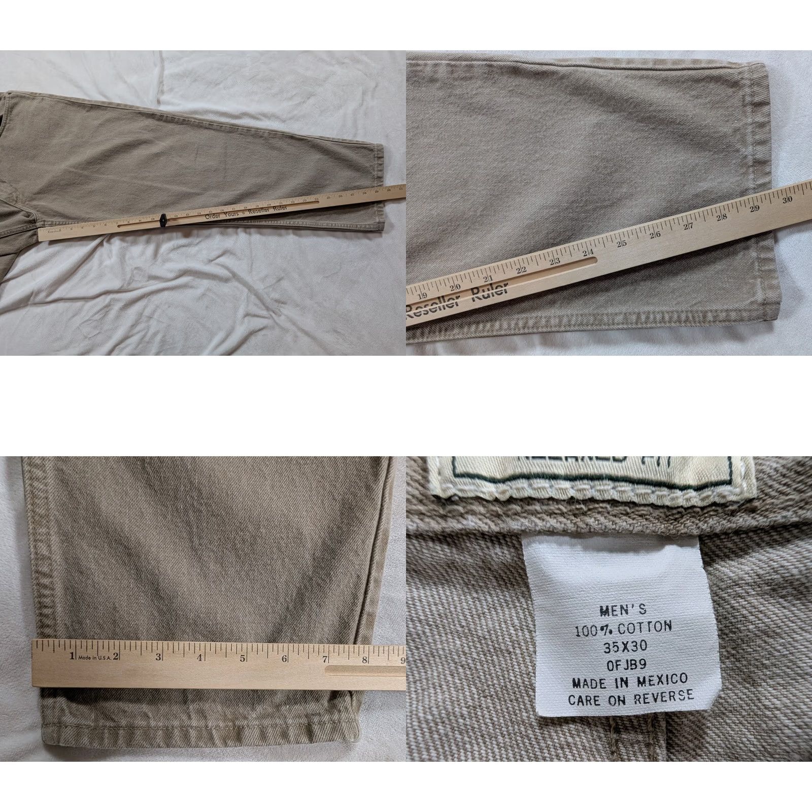 Vintage VINTAGE L.L. Bean Relaxed Fit Jeans Sand Beige 35x30 OFJB9 Mens 5-Pocket Denim Straight 90s Southwestern USA Size US 35 - 9 Thumbnail