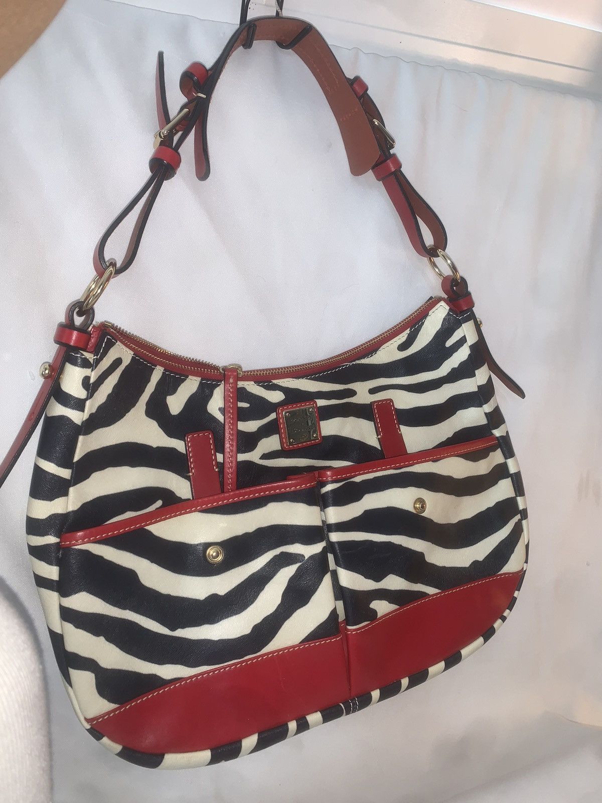 Dooney & Bourke Dooney & Bourke Zebra Print Satchel • Red Leather Trim • Mob Size ONE SIZE - 5 Thumbnail