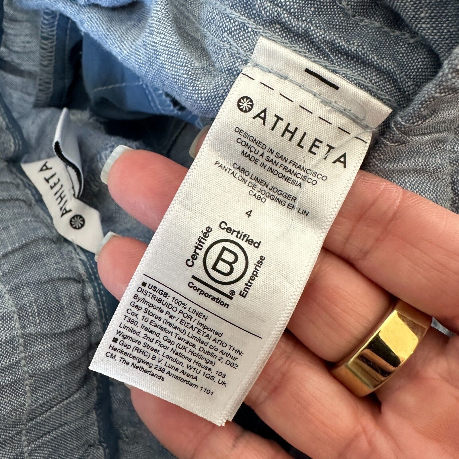 Athleta Athleta Chambray Cabo Linen Jogger Tie Waist Front Zip 4 Size 27" / US 4 / IT 40 - 9 Thumbnail