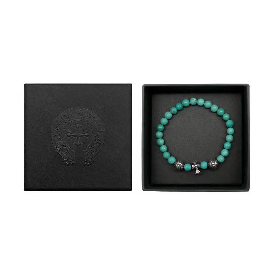 Chrome Hearts Chrome Hearts 6mm Turquoise Silver Cross Beaded Bracelet Size ONE SIZE - 4 Thumbnail
