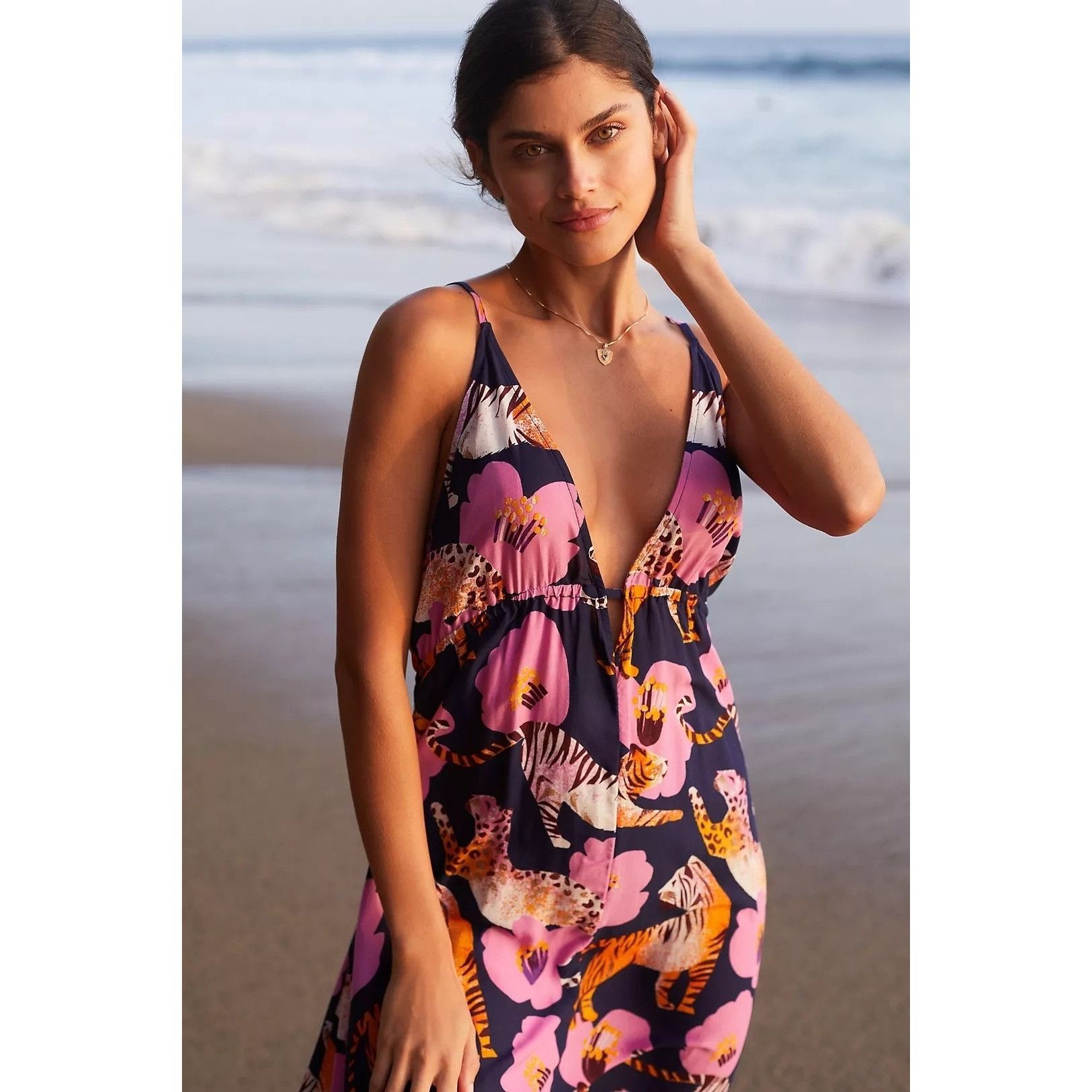 Anthropologie Anthropologie Claire Colin Wildlife Print Midi Dress Size XS / US 0-2 / IT 36-38 - 7 Thumbnail