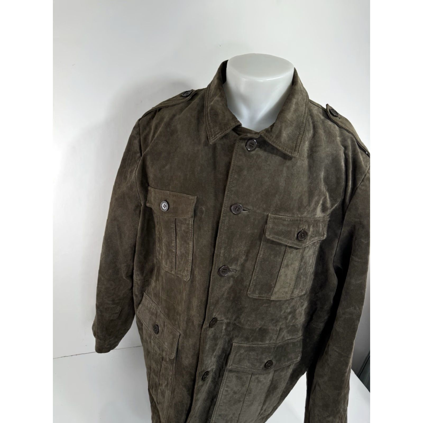 Vintage REED SUEDE LEATHER Mens L Jacket Ranch Safari Field Photographer Greenish Grayish Brown Size US L / EU 52-54 / 3 - 3 Thumbnail