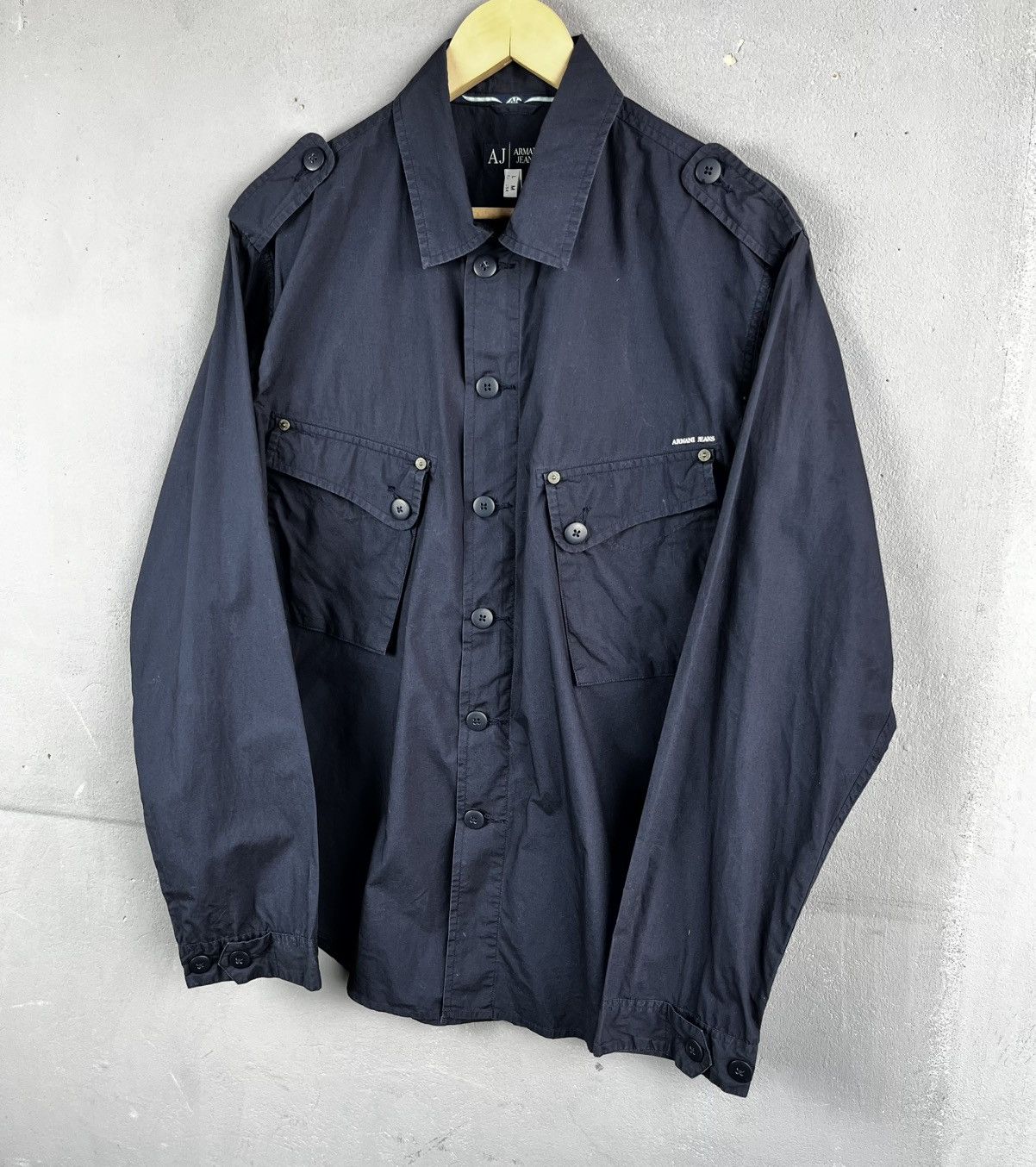Giorgio Armani Armani Jeans Vintage Utility Military Navy Zip Shirt Size M Size US M / EU 48-50 / 2 - 1 Thumbnail