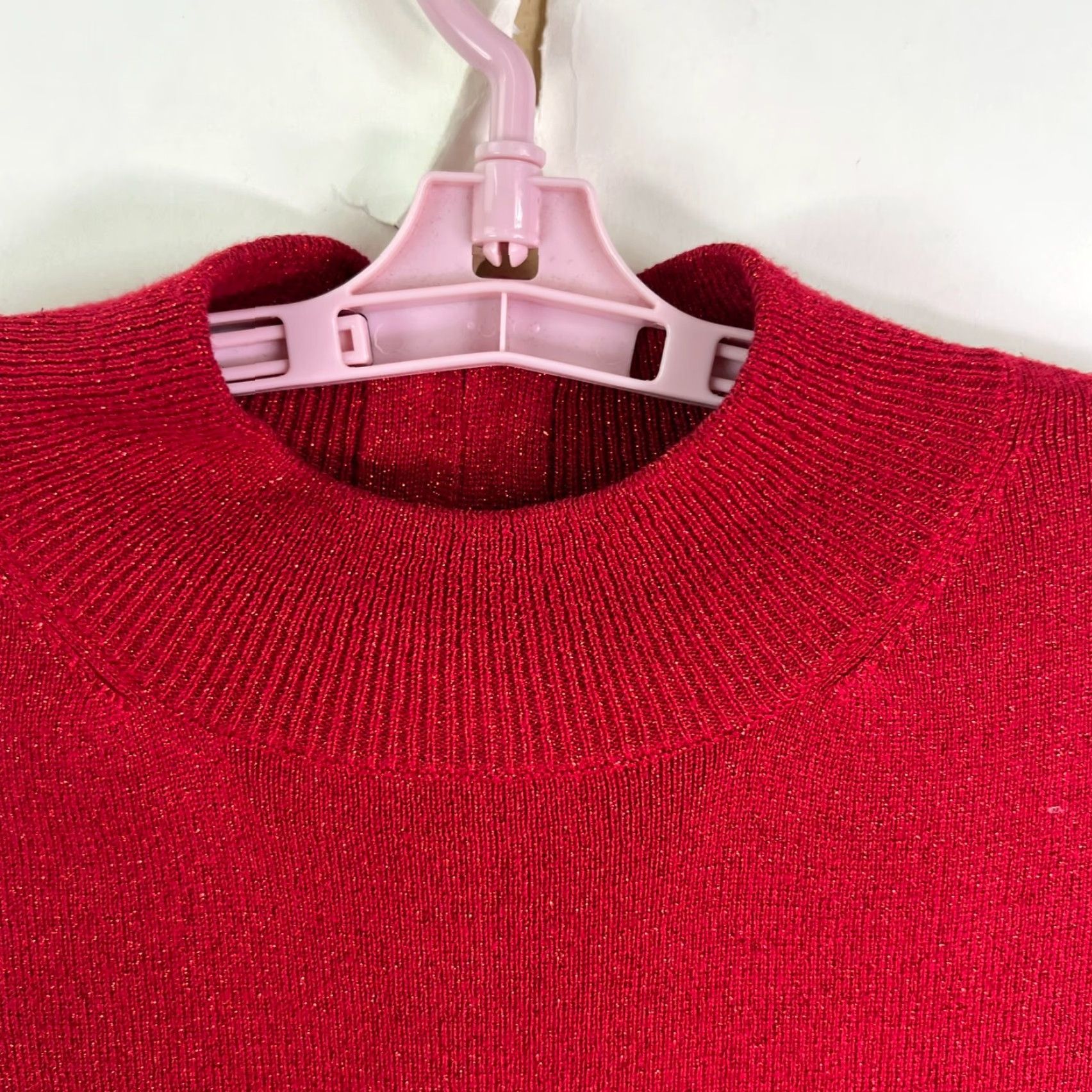Vintage Draper's & Damon's Short Sleeve Knit Sweater Top Womens XL Red Metallic Knit Pullover Size XL / US 12-14 / IT 48-50 - 3 Thumbnail