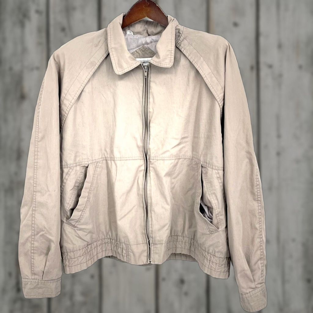 Members Only VINTAGE Members Only Jacket Men XL Beige Zip Up 90s Bomber Coat with Shoulder Pads Mens XL Beige 80s READ Size US XL / EU 56 / 4 - 1 Thumbnail