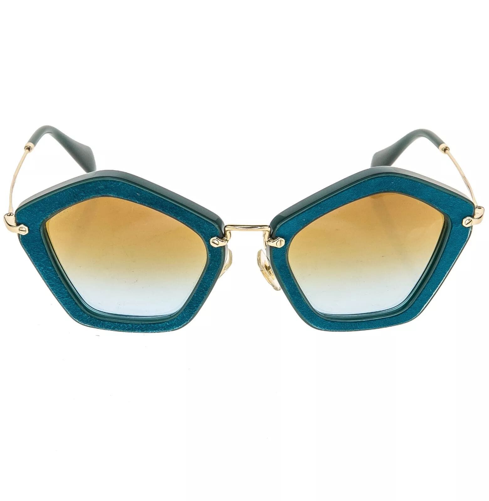 Miu Miu MIU MIU CULTE 06O Turquoise Green Suede Sunglasses MU06OS Size ONE SIZE - 9 Thumbnail