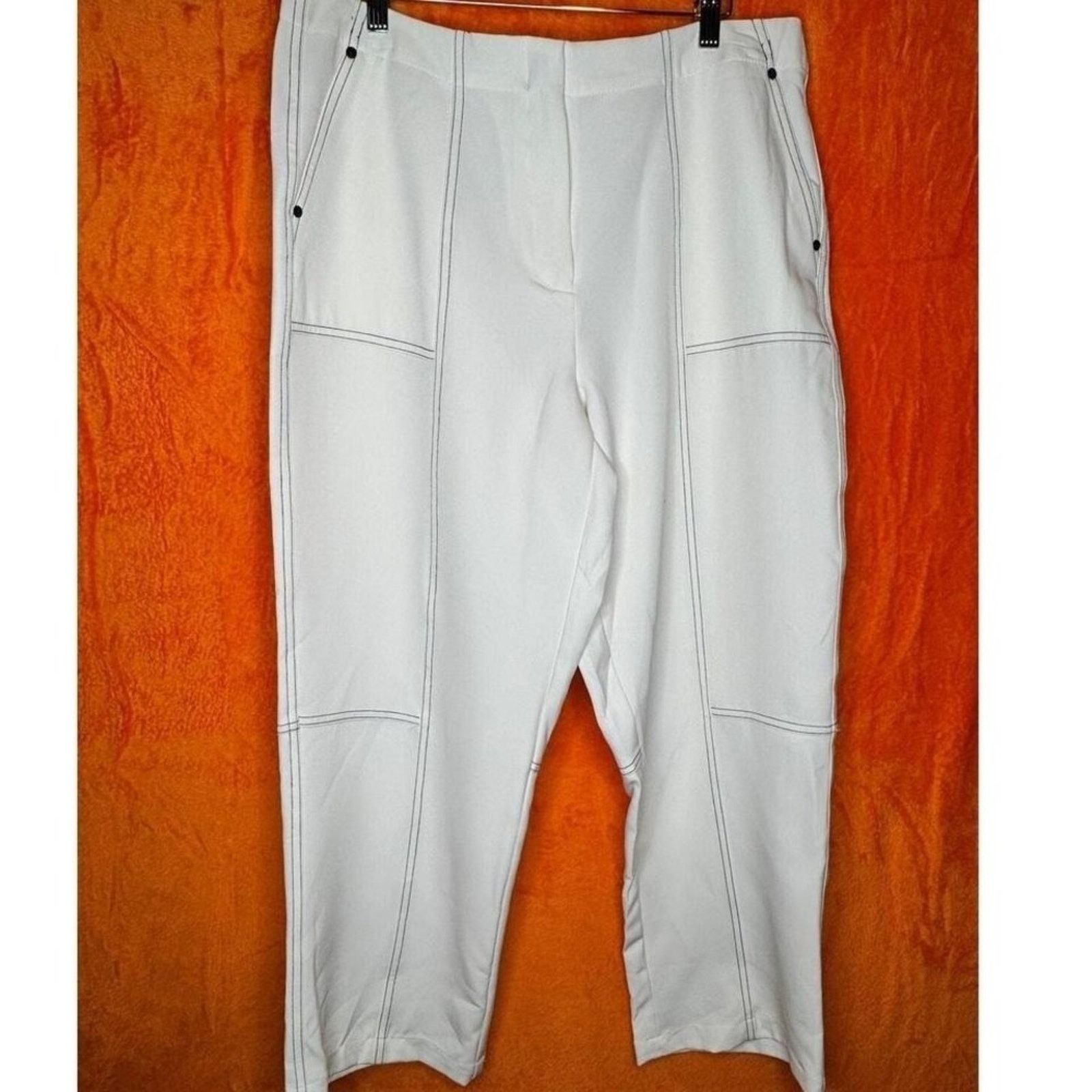 Karl Lagerfeld KARL LAGERFELD Paris White Black Stitching Cropped Pants 12 Size 34" / US 12 / IT 48 - 6 Thumbnail