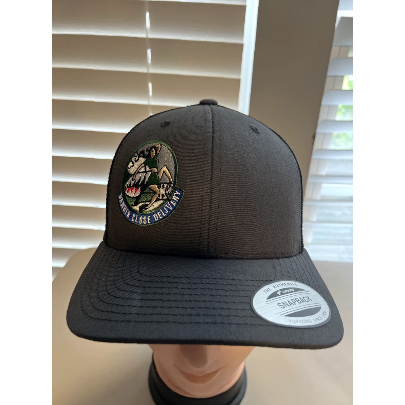 Vintage Danger Close Delivery Hat Yupoong SnapBack One Size Men Gray Cotton Polyester Spandex Canvas Adjustable Stickers Size ONE SIZE - 2 Thumbnail