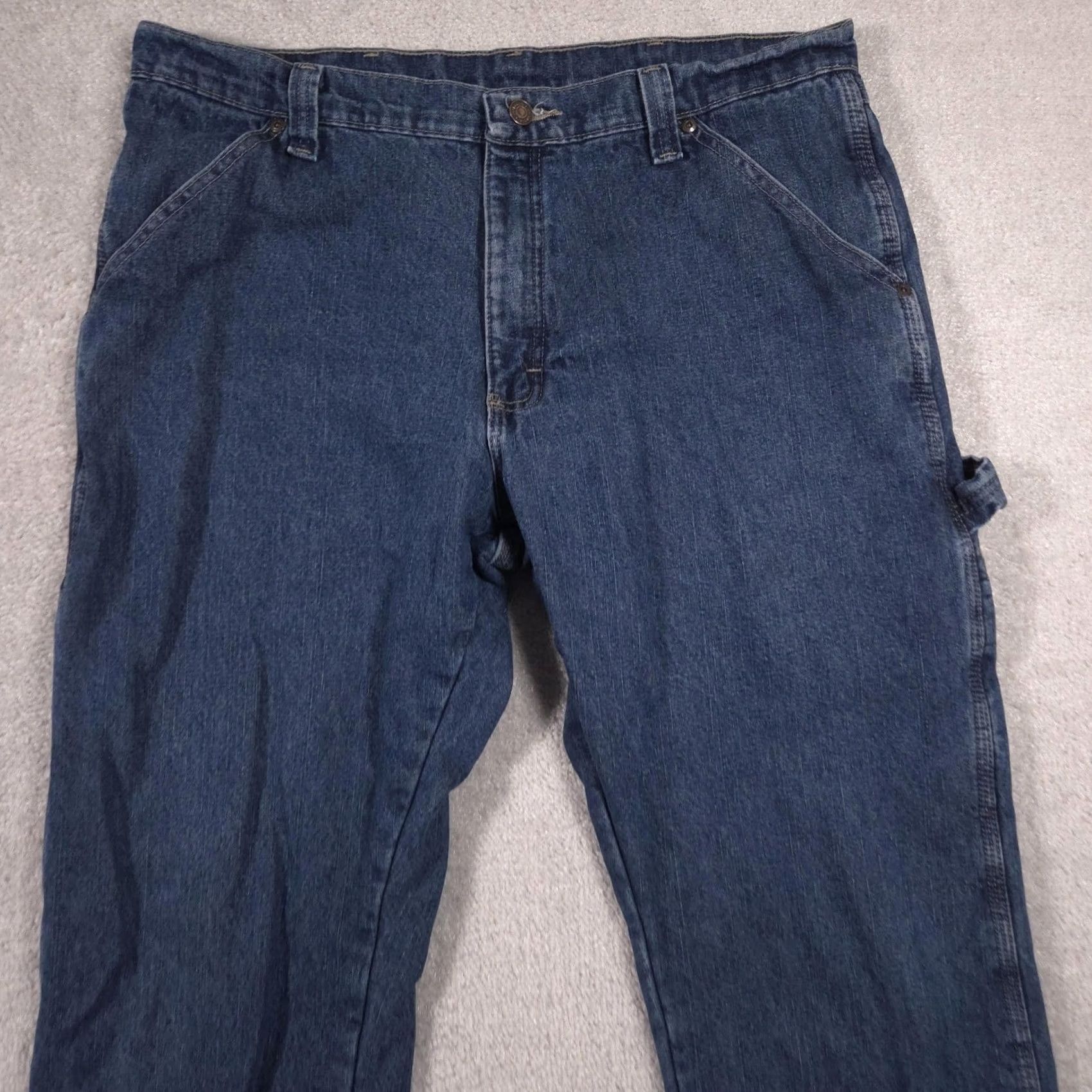 Wrangler Wrangler Jeans Mens 36x30 Blue Denim Relaxed Fit Fleece Lined Carpenter Pants Size US 36 / EU 52 - 3 Thumbnail