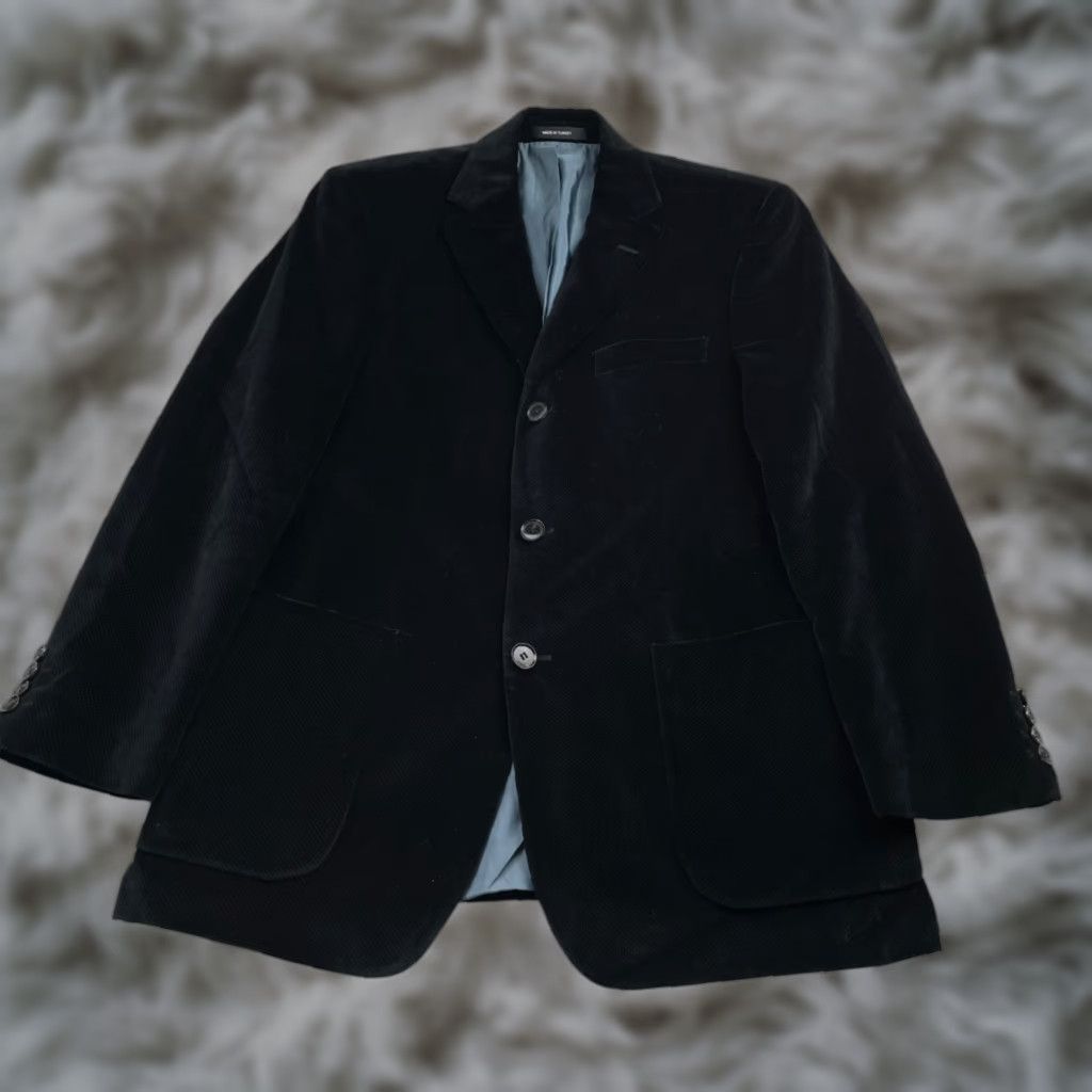 Hugo Boss HUGO BOSS Blazer Men Soldini Velvet Velour 3-Button Black 38S Jacket Coat Short Solid Cotton Modal 3-Button Notch Lapel Mens Vintage: No Size 38R - 1 Thumbnail