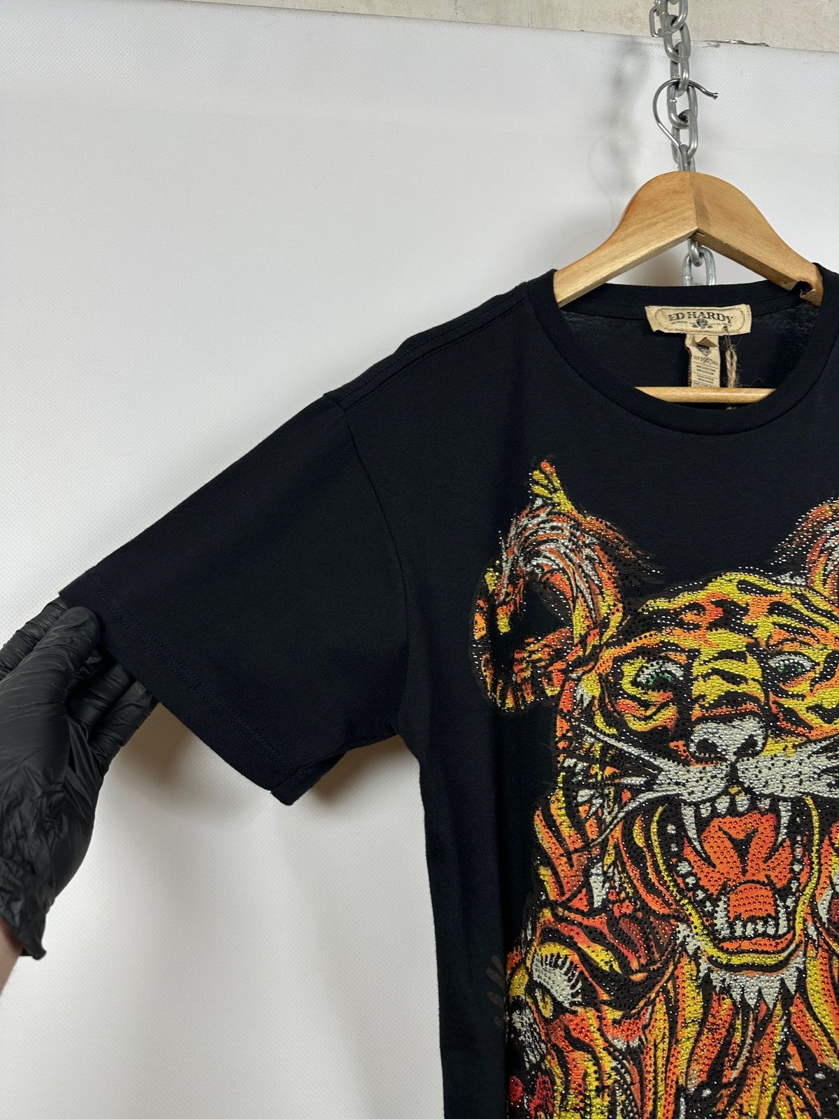 Ed Hardy NWT! Vintage Ed Hardy Rhinestones Tiger Black T-Shirt Size US M / EU 48-50 / 2 - 8 Thumbnail