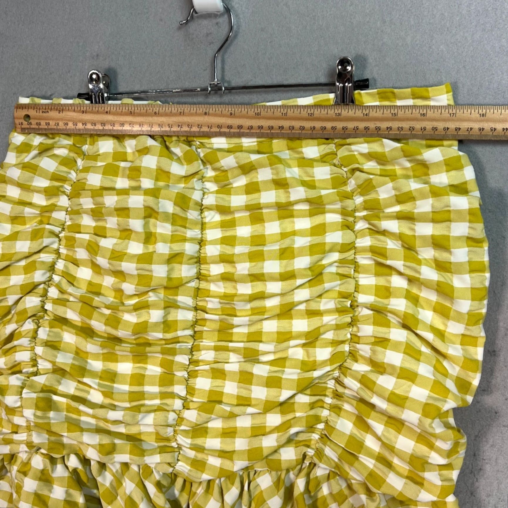 Vintage Skies Are Blue Yellow Gingham Ruched Skirt Womens XL Size Mini Short Summer Spring Streetwear Casual Womens Skies Are Blue Size 40" / US 18 - 5 Thumbnail