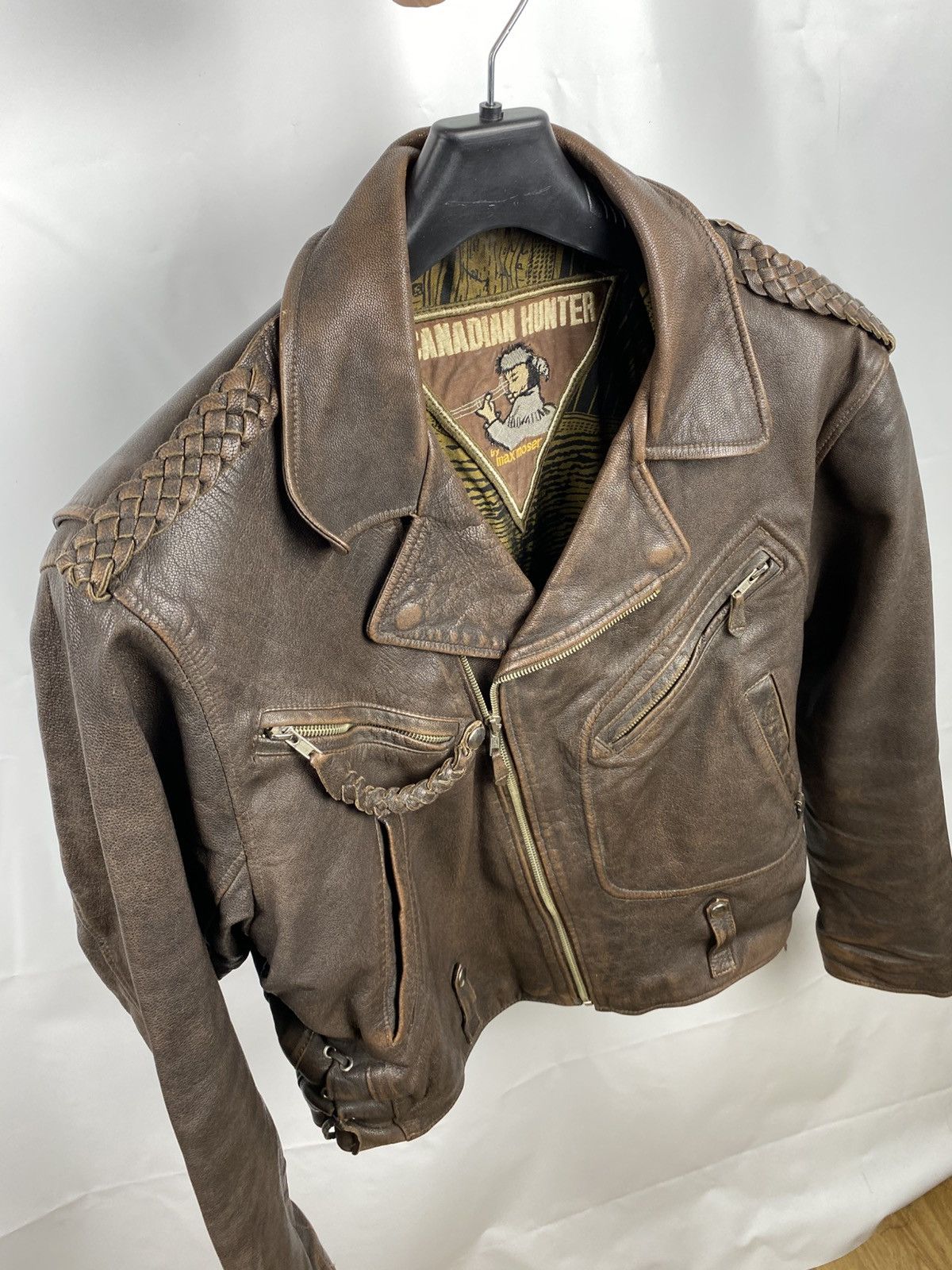 Leather Canadian Hunter By Max Moser Biker Jacket Genuine Leather 52 Size US L / EU 52-54 / 3 - 8 Thumbnail