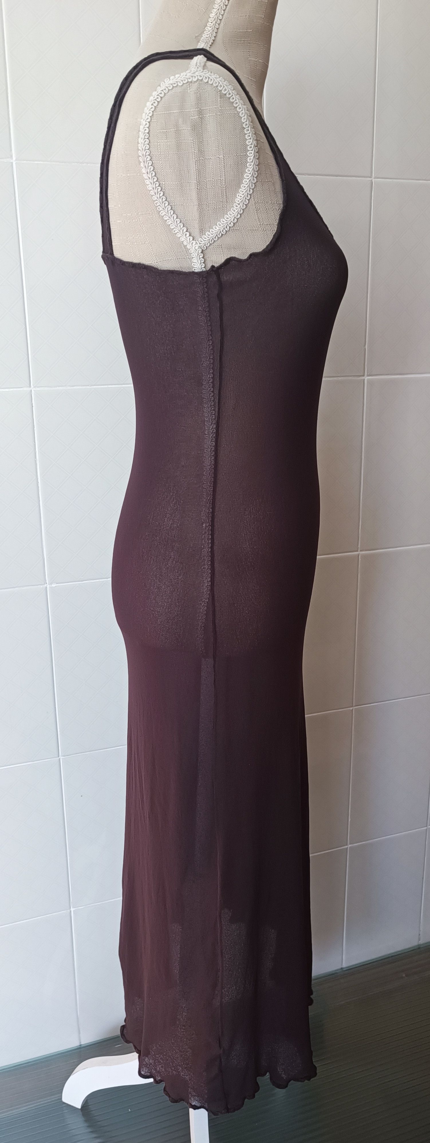 Jean Paul Gaultier 90's - Brown maxi mesh dress with embroidery Size M / US 6-8 / IT 42-44 - 13 Thumbnail