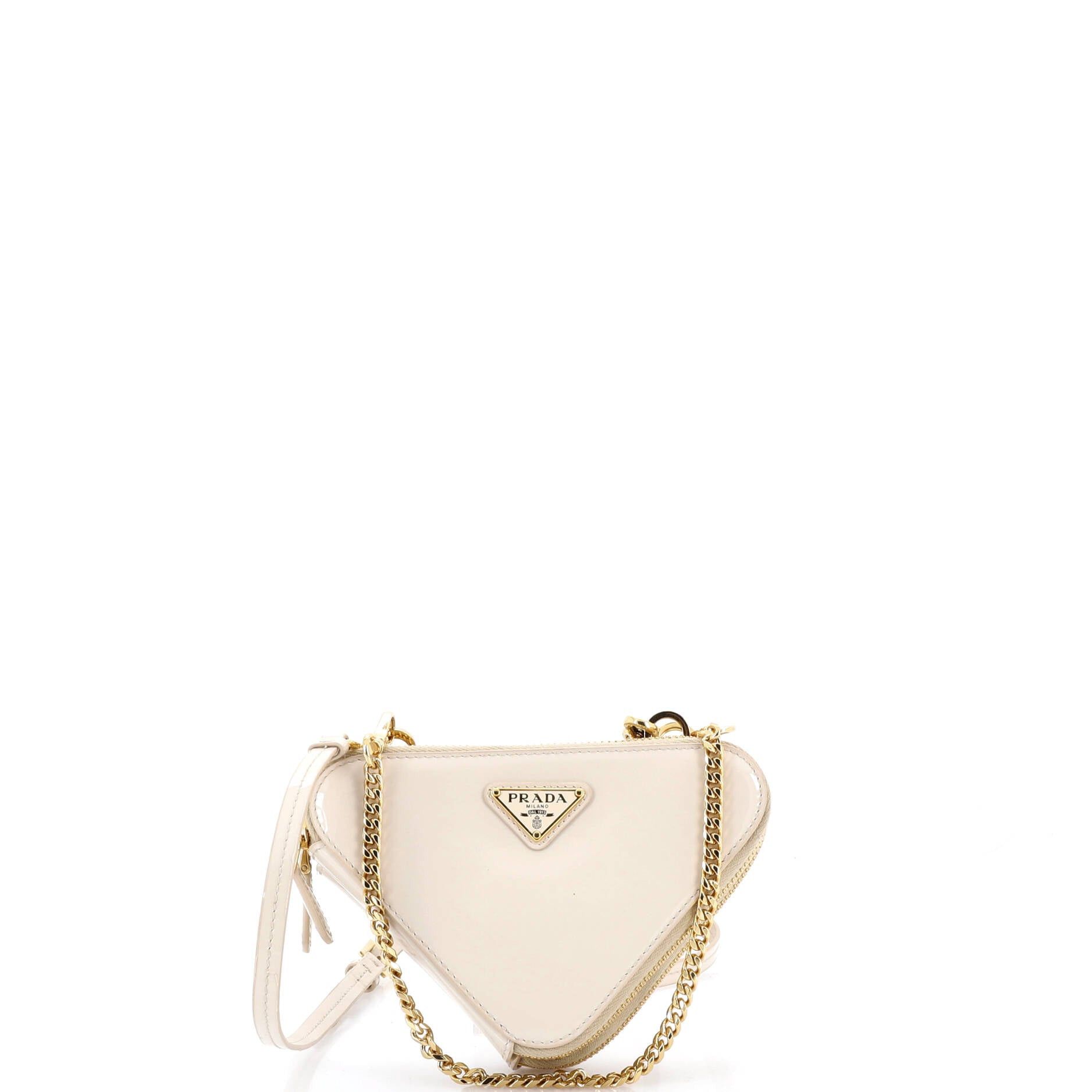 Prada Triangle Double Zip Pouch Bag with Chain Size ONE SIZE - 1 Thumbnail