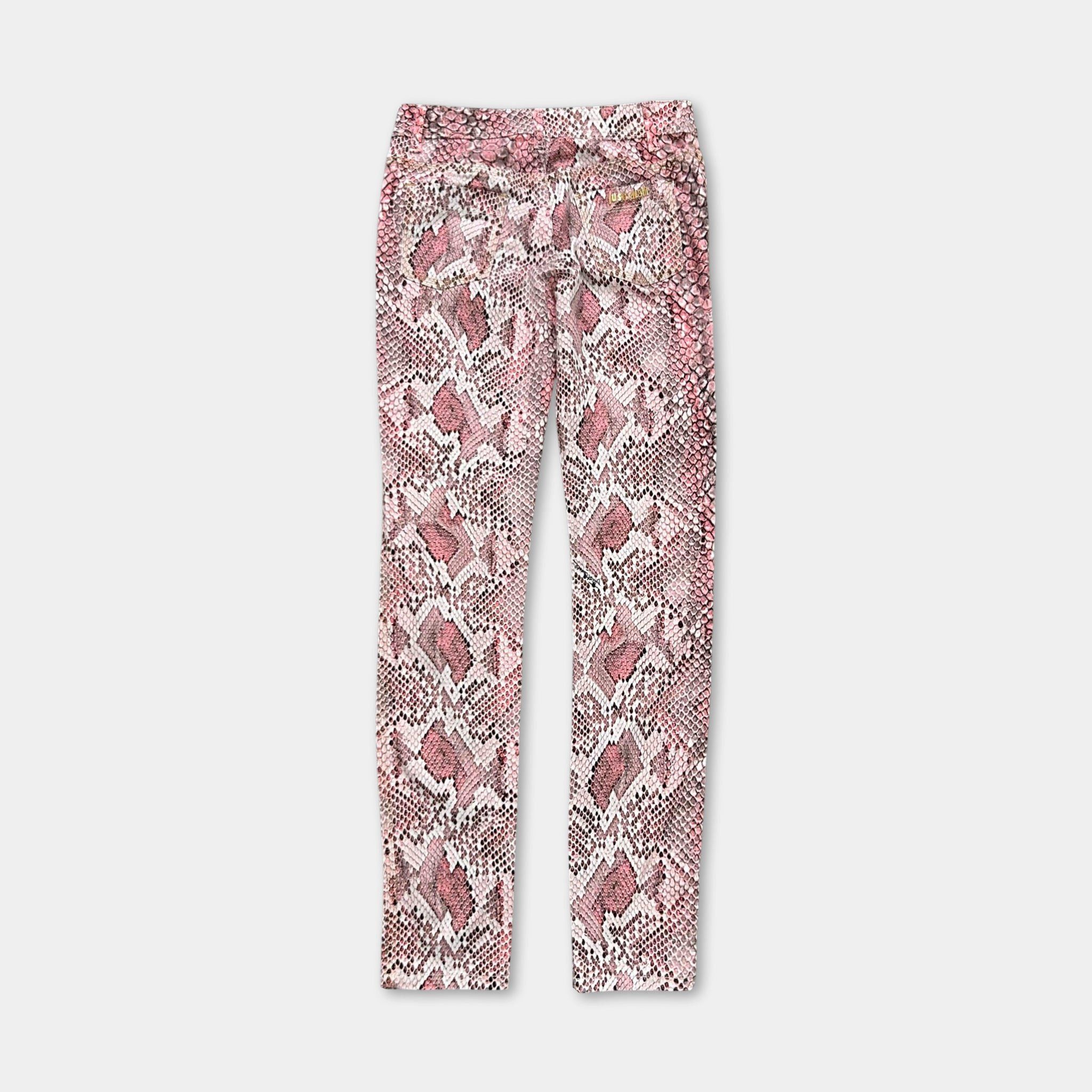 Roberto Cavalli Just Cavalli Pink Snake Print Skinny Denim Pants Size 27" / US 4 / IT 40 - 5 Thumbnail