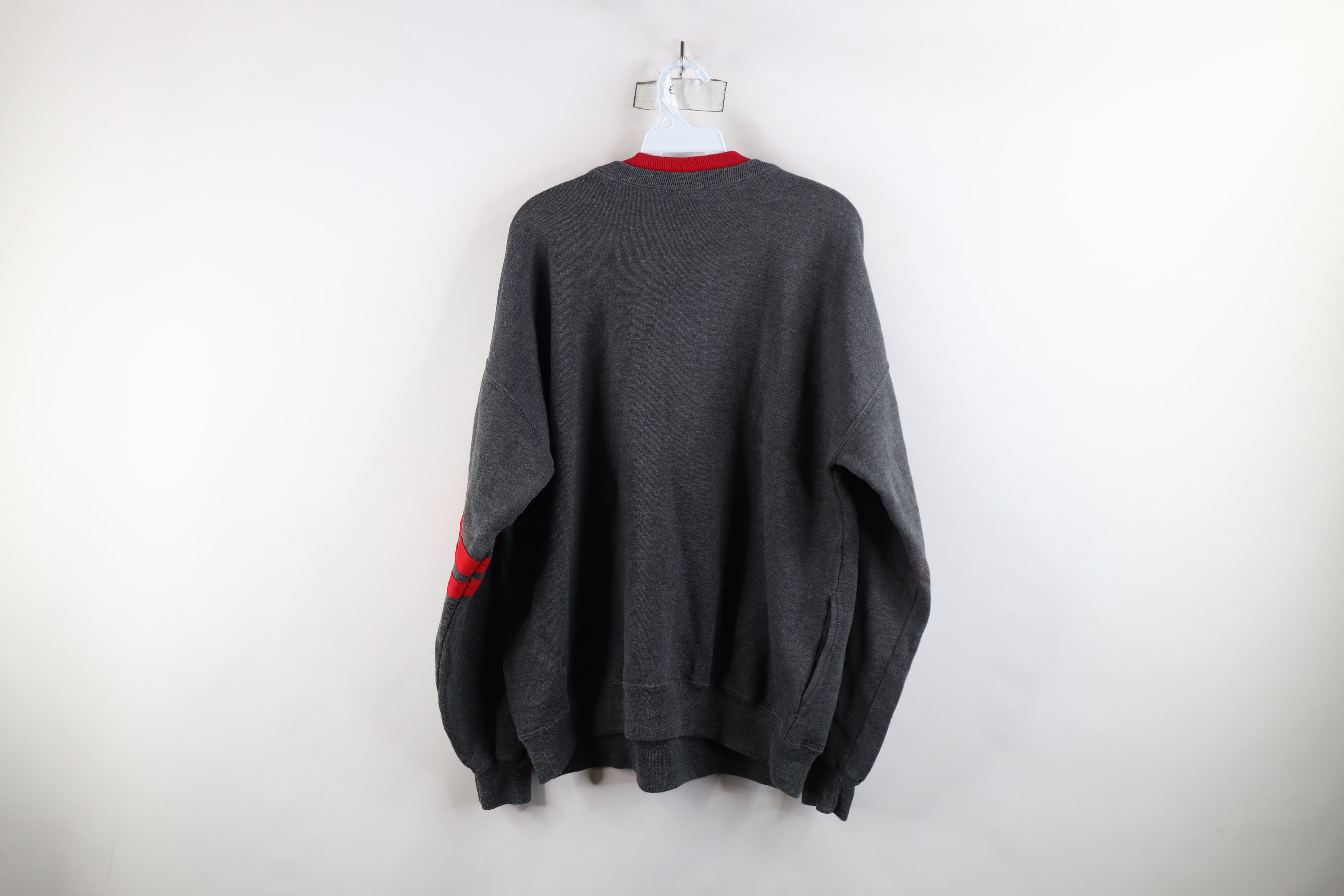 Vintage Vintage 90s Streetwear Striped Crewneck Sweatshirt Gray USA Size US XL / EU 56 / 4 - 11 Thumbnail