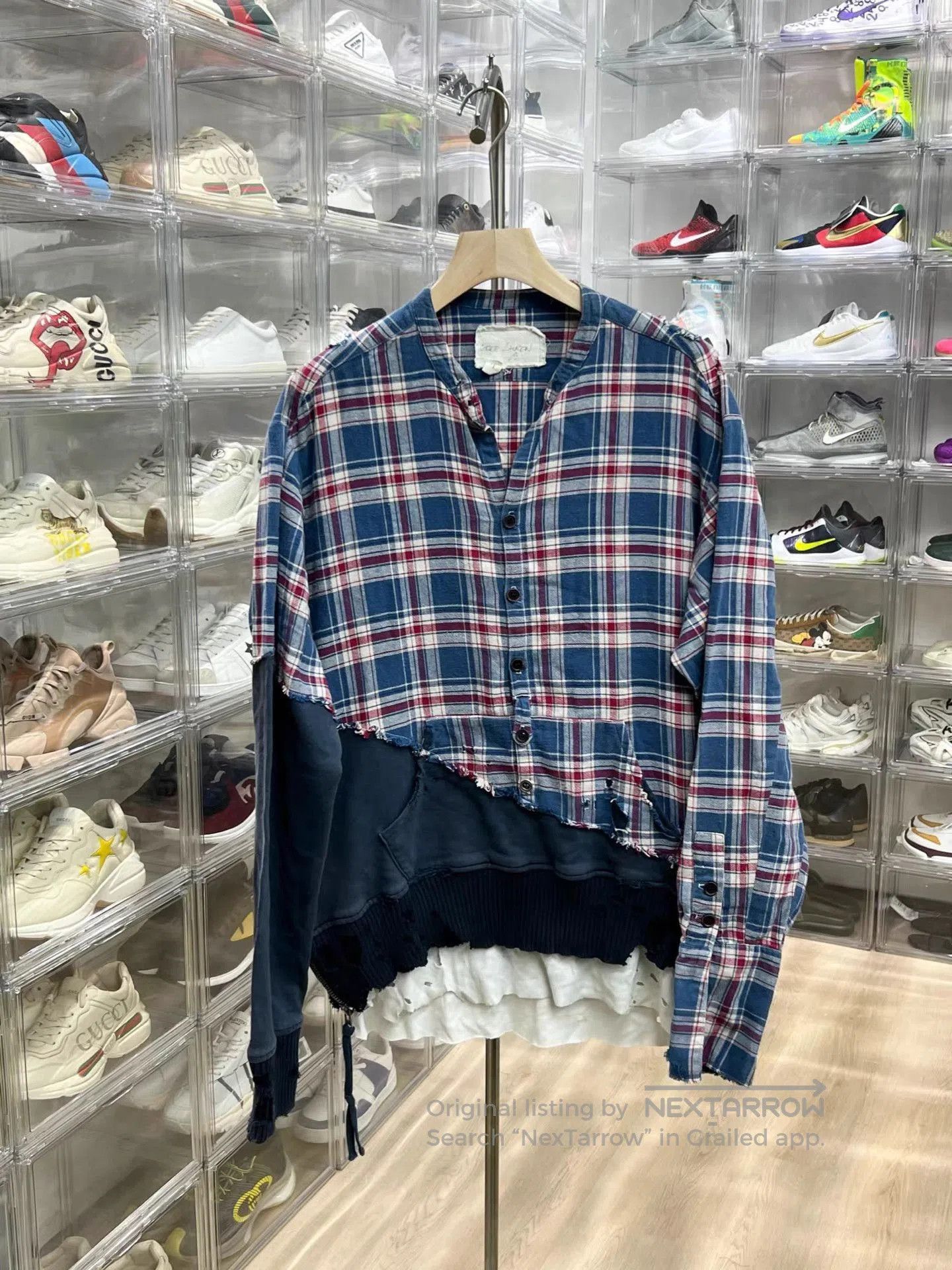 Greg Lauren Blue Plaid Button. Size US XL / EU 56 / 4 - 1 Thumbnail
